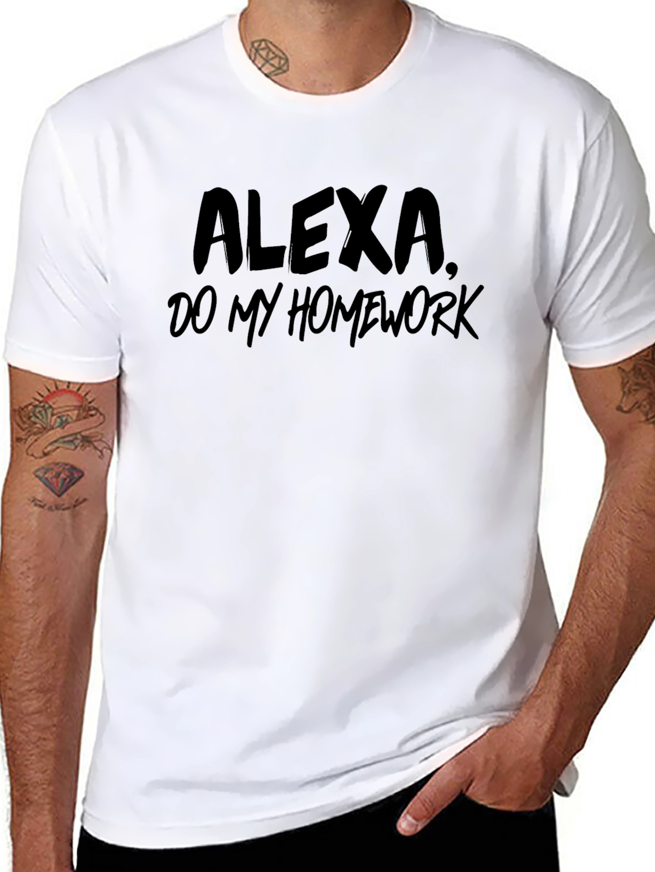 Black Alexa, Do My Homework Black T-Shirt - Relaxed Fit view 8