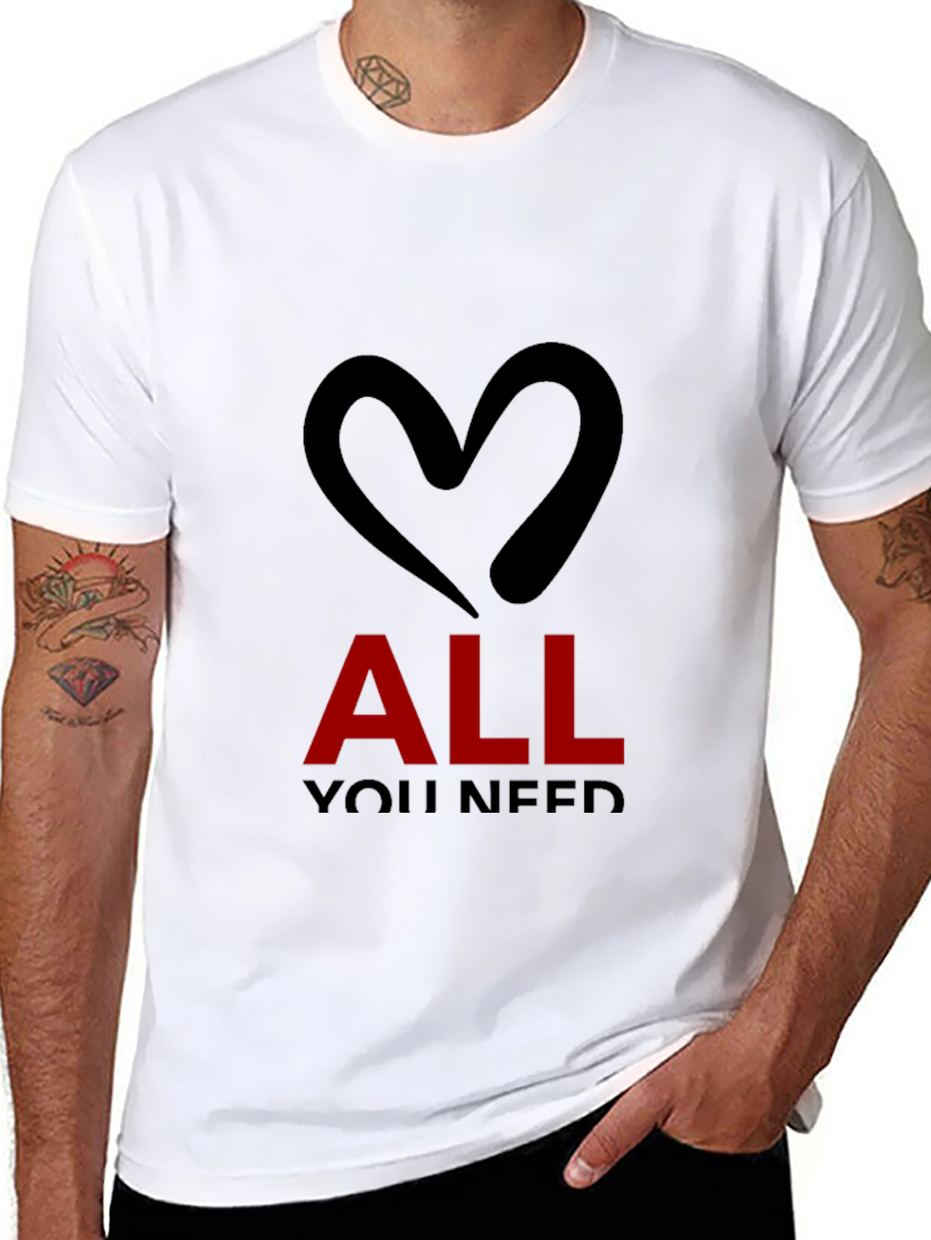 Black All You Need is Love - Black T-Shirt view 8