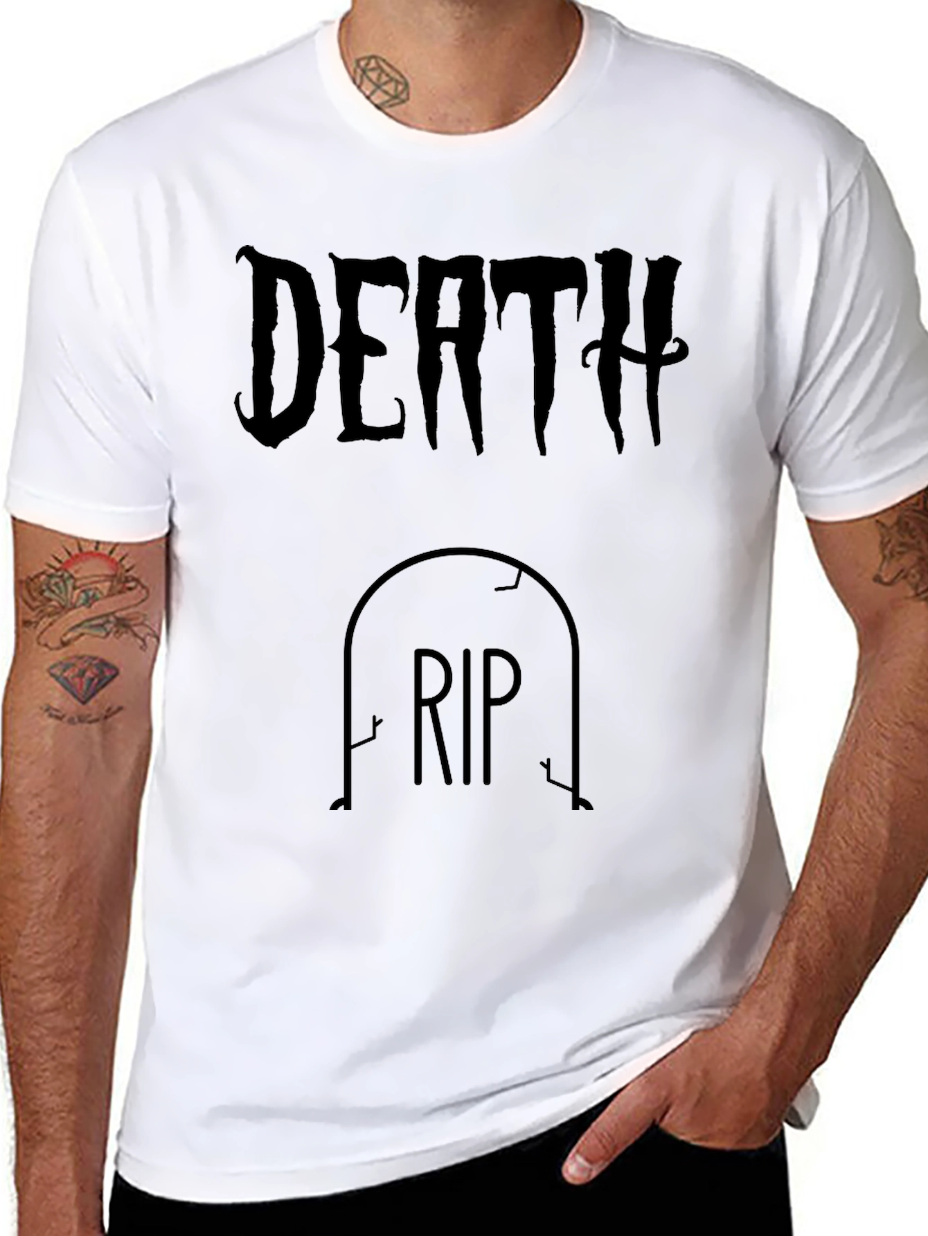 Black Death RIP Tombstone Graphic Tee view 8