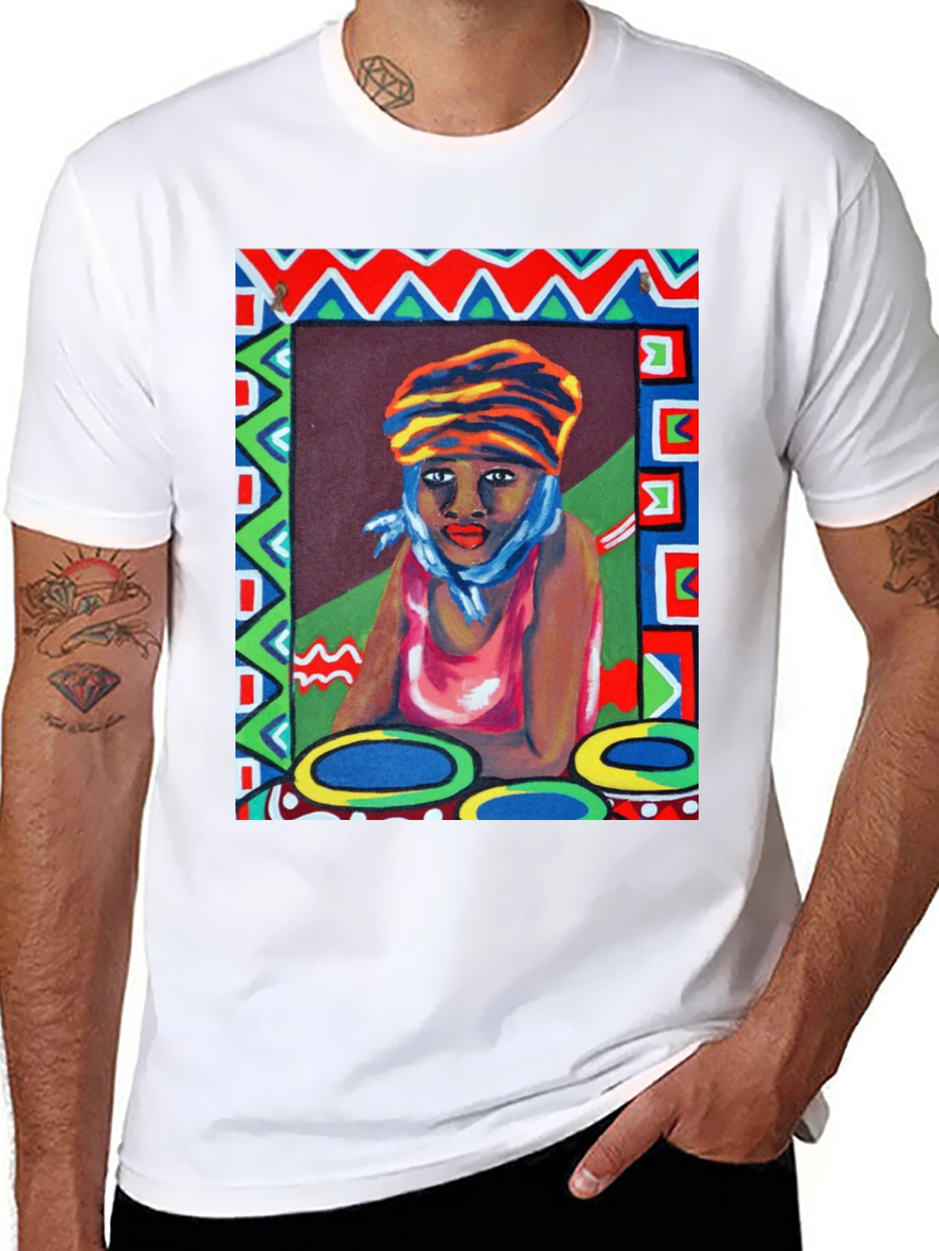 Black Artistic Woman Portrait Graphic T-Shirt view 8