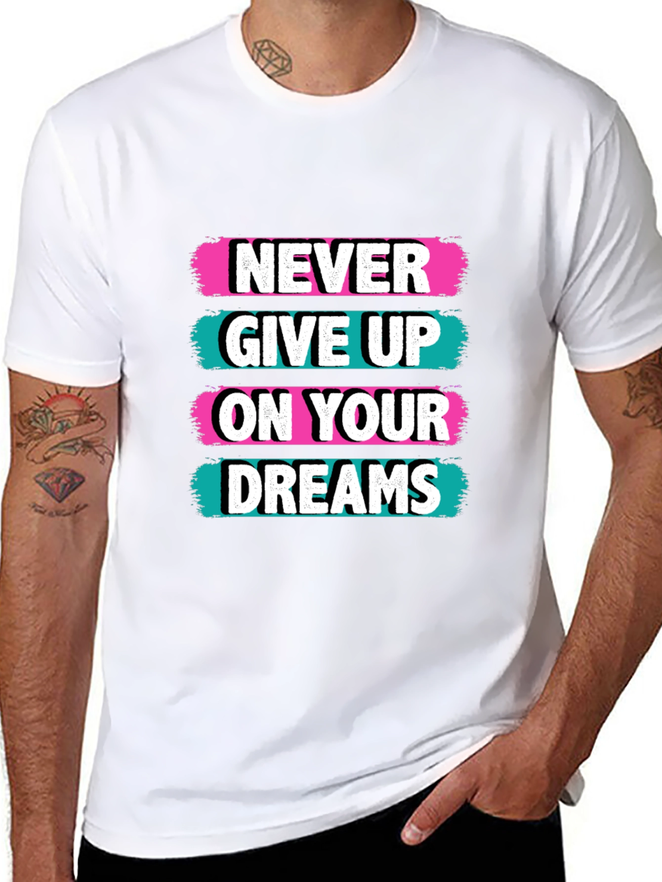 Black Never Give Up On Your Dreams Black T-Shirt view 8