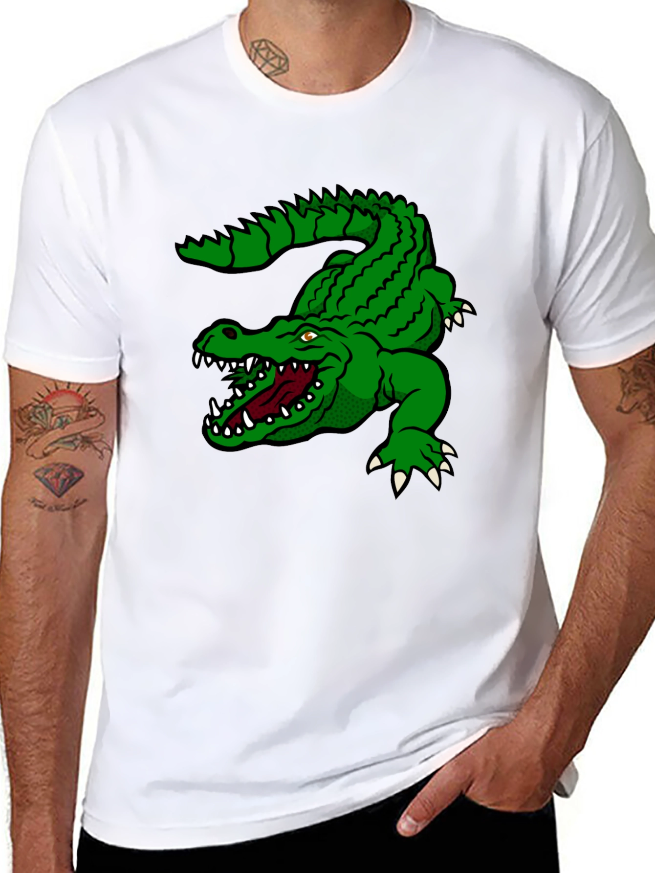 Black Alligator Graphic Tee - Black Cotton T-Shirt view 8