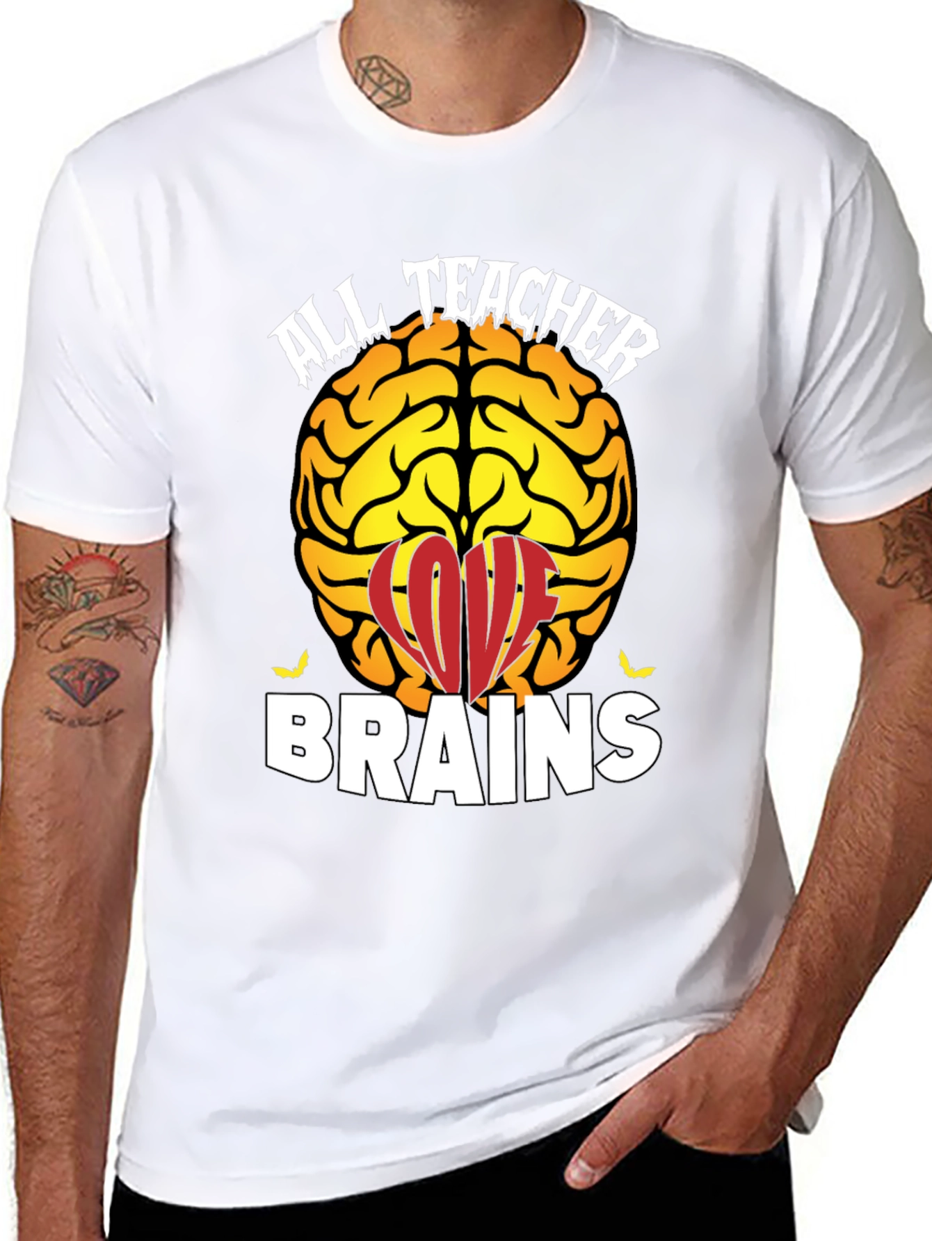 Black All Teacher Brains T-Shirt view 8