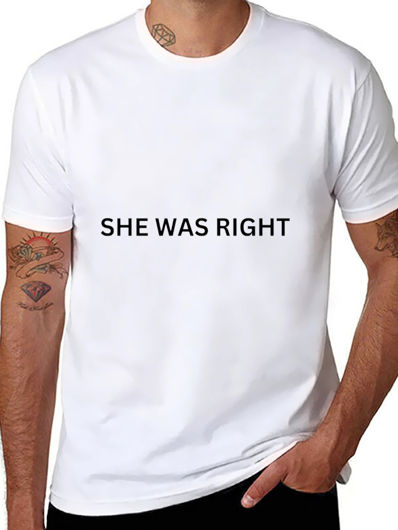 Black She Was Right Black T-Shirt view 8