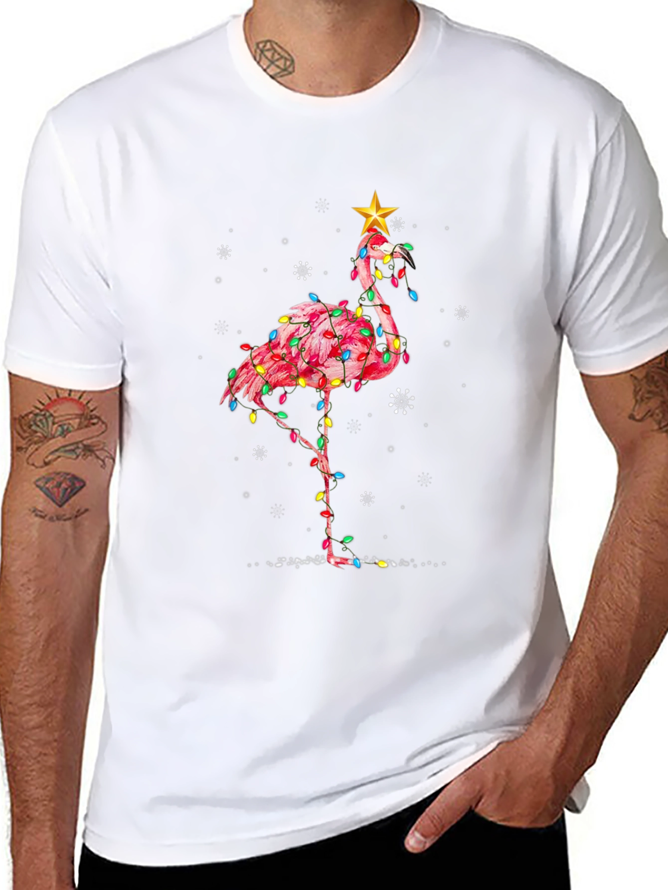 Black Festive Flamingo T-Shirt view 8