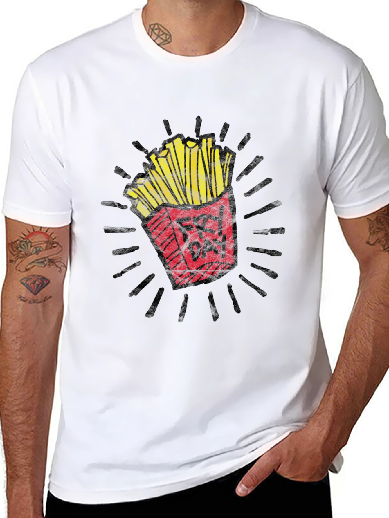 Black Fry Day Graphic T-Shirt - Unisex Crew Neck Tee view 8