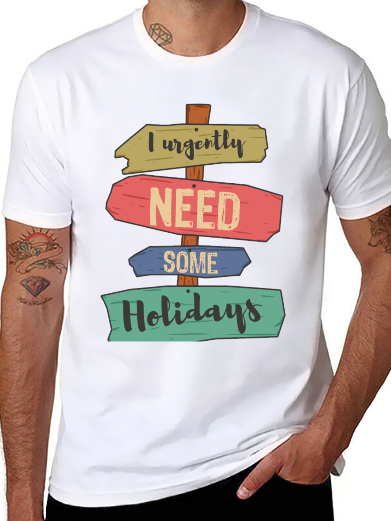 Black I Urgently Need Some Holidays T-Shirt view 8