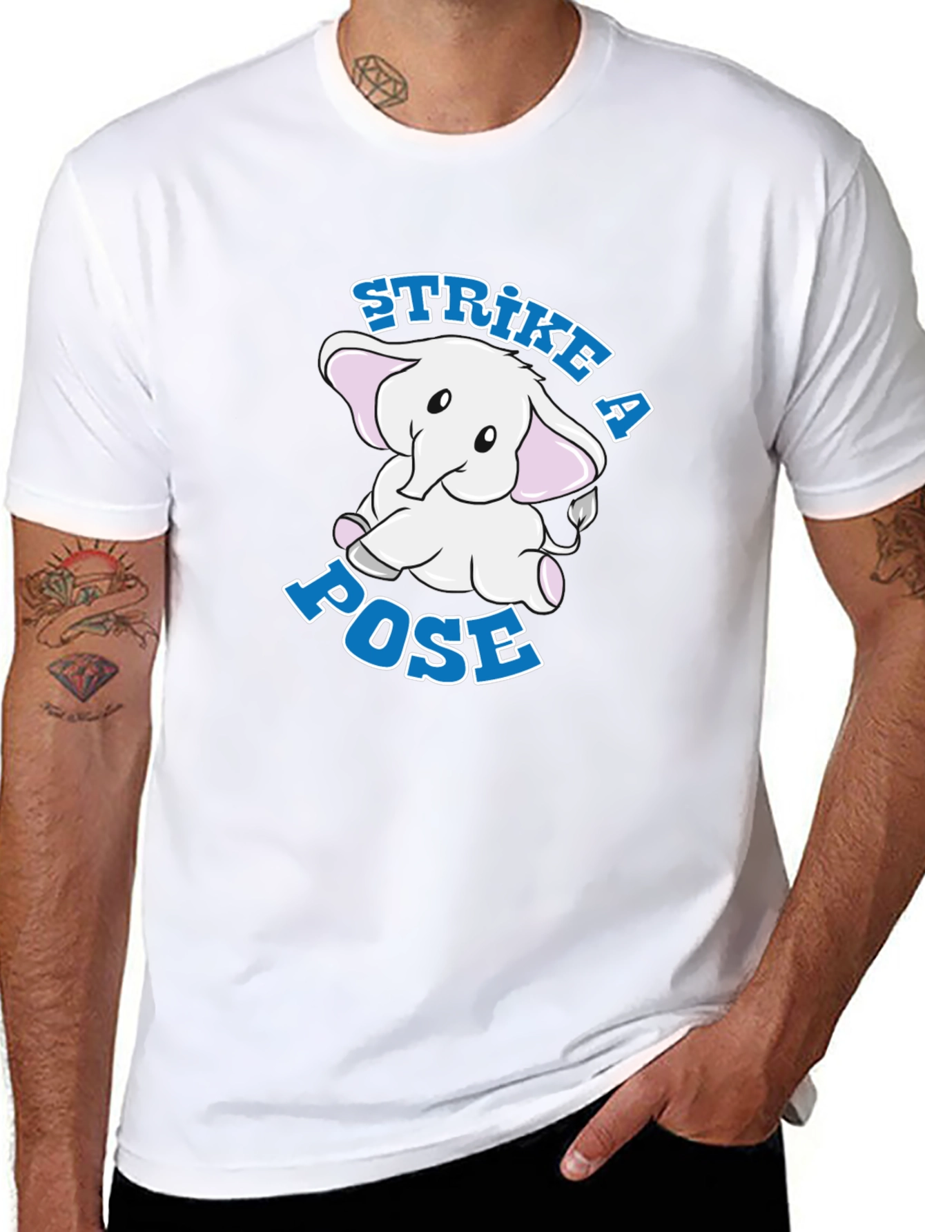 Black Strike a Pose Elephant Graphic Tee view 8