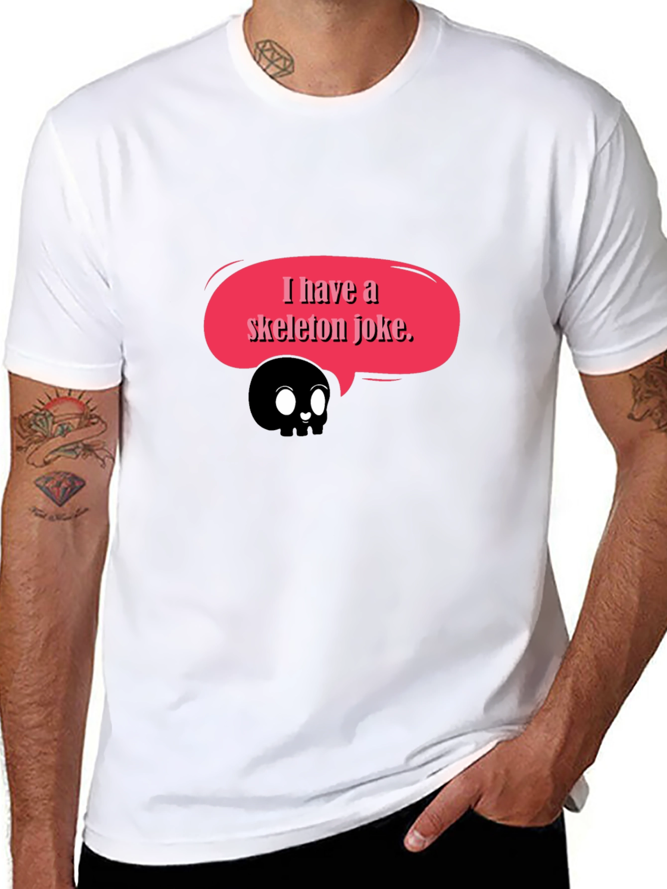 Black Skeleton Joke T-Shirt - Black, Graphic Tee view 8