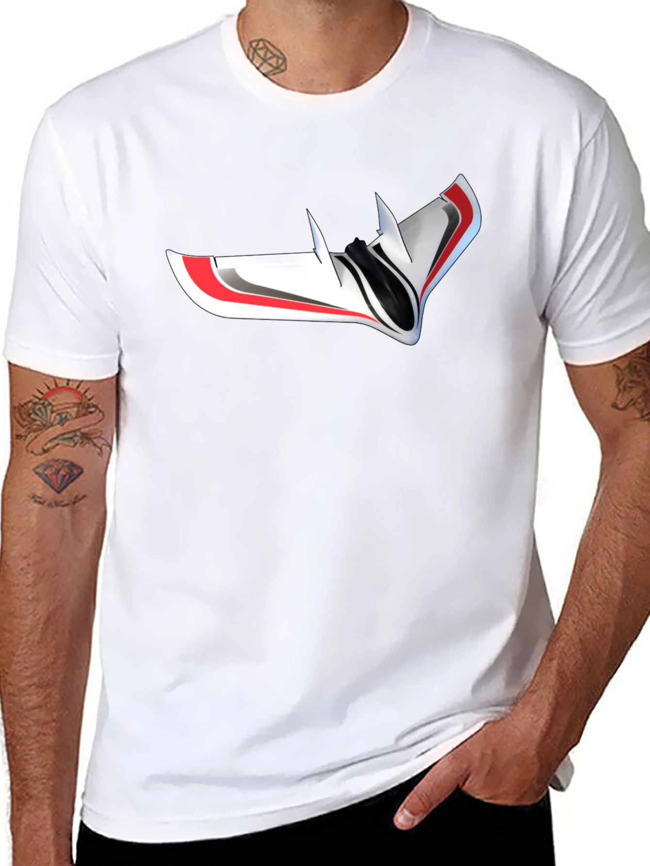 Black Futuristic Drone Graphic T-Shirt - Black view 8