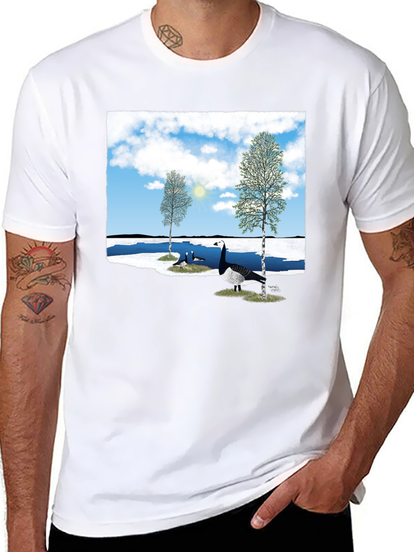 Black Goose Lake T-Shirt - Nature Graphic Tee view 8
