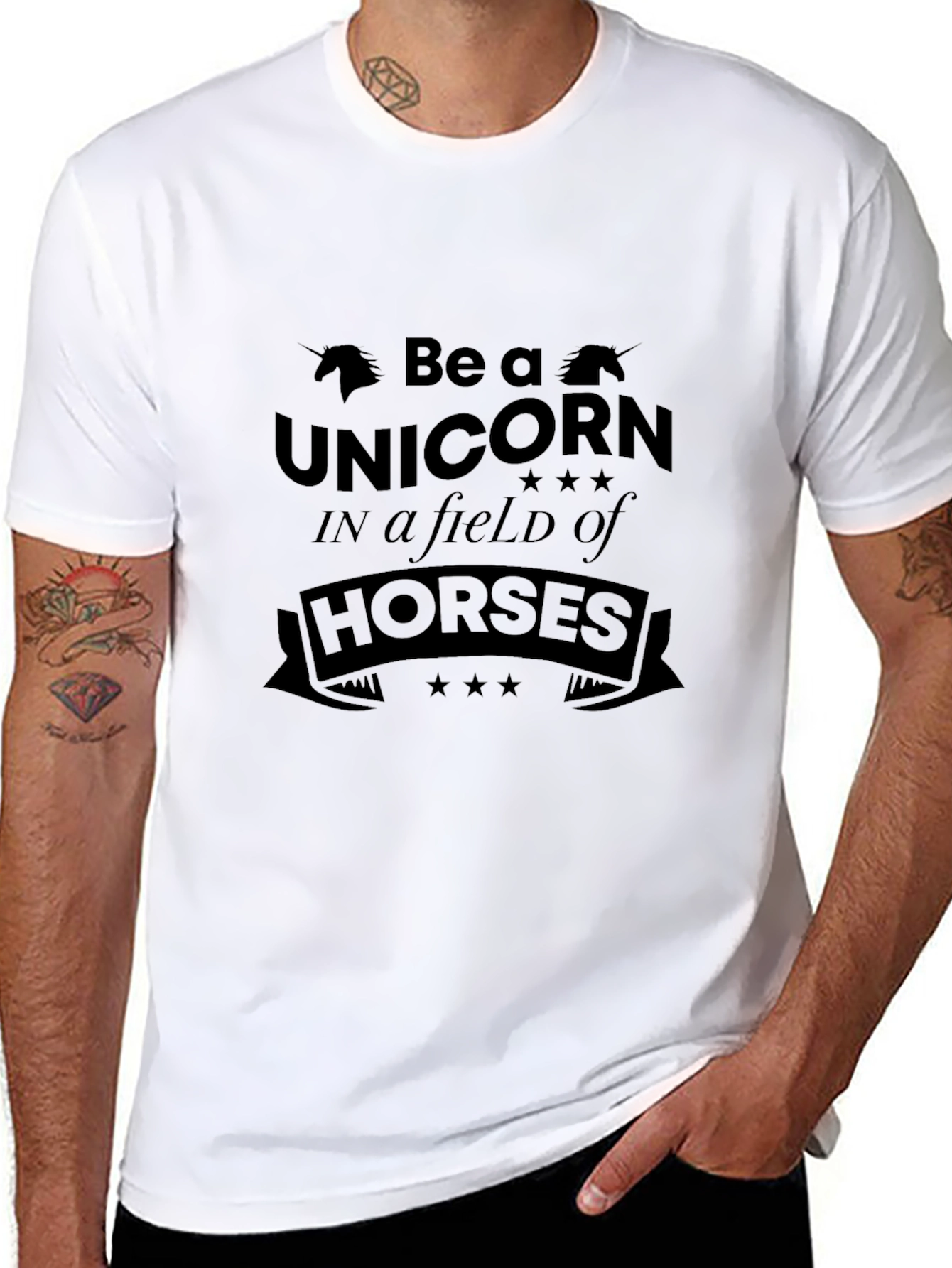Black Unicorn Graphic Black T-Shirt - Unique Design view 8
