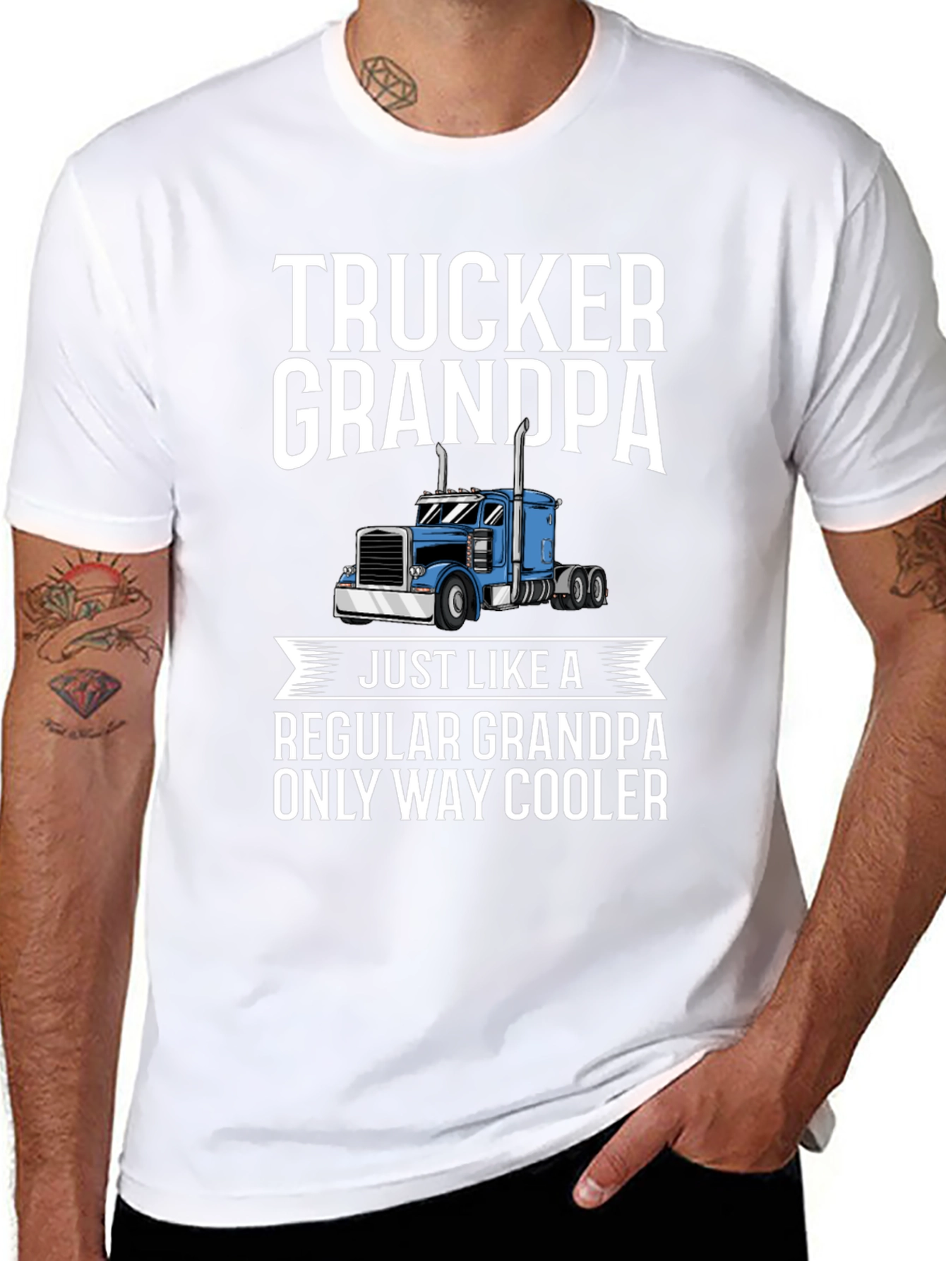 Black Trucker Grandpa T-Shirt - Cool Grandfather Tee view 8