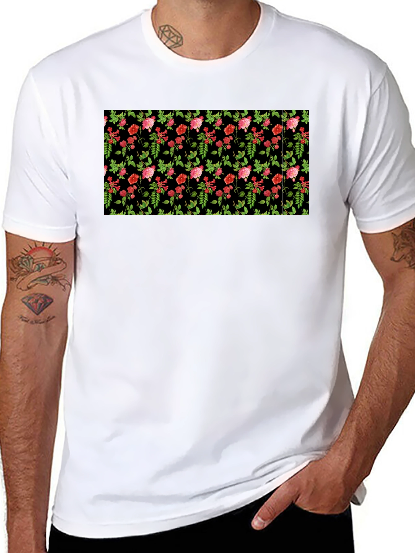 Black Floral Black T-Shirt view 8