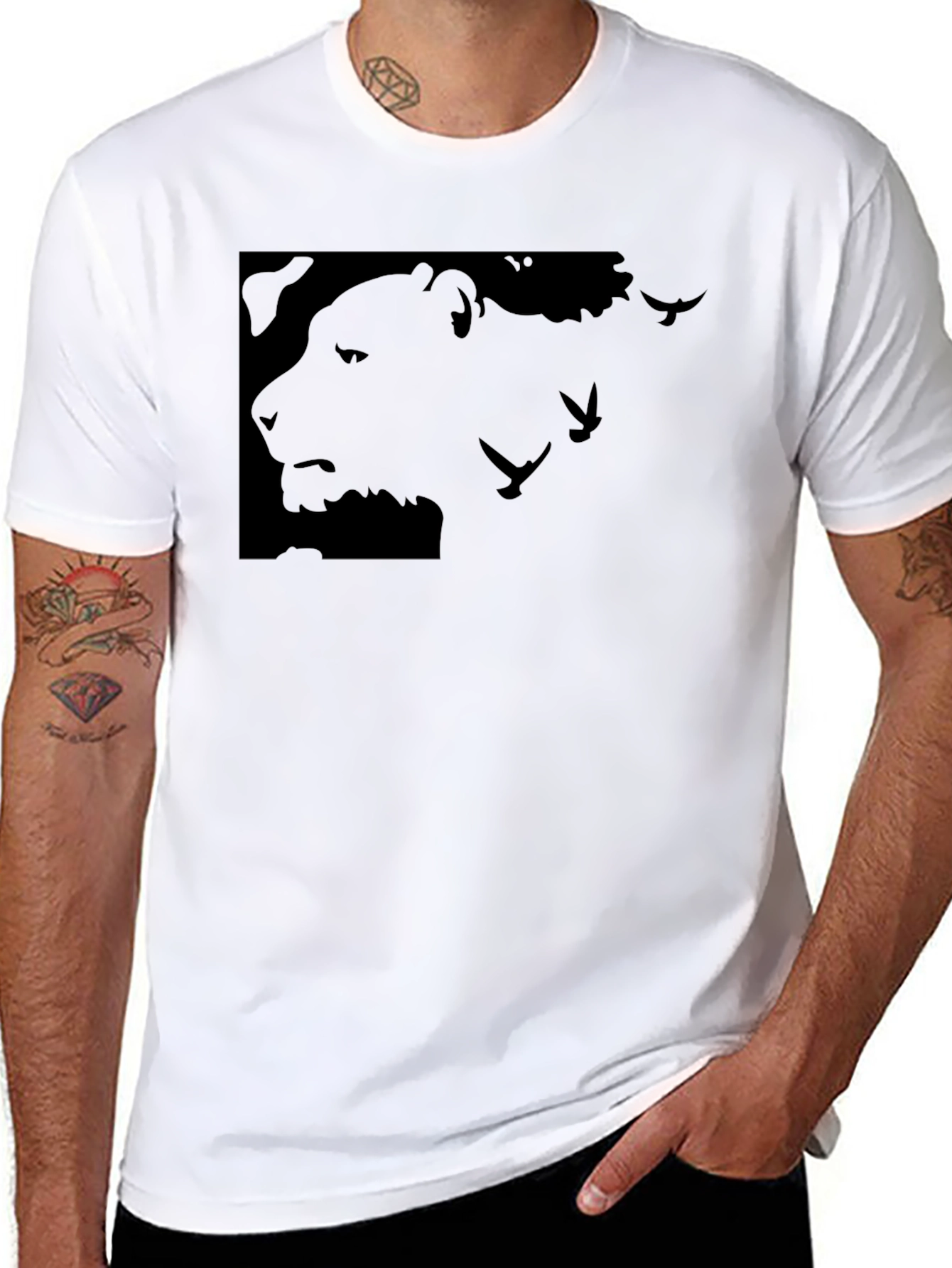 Black Lion Silhouette Graphic T-Shirt view 8