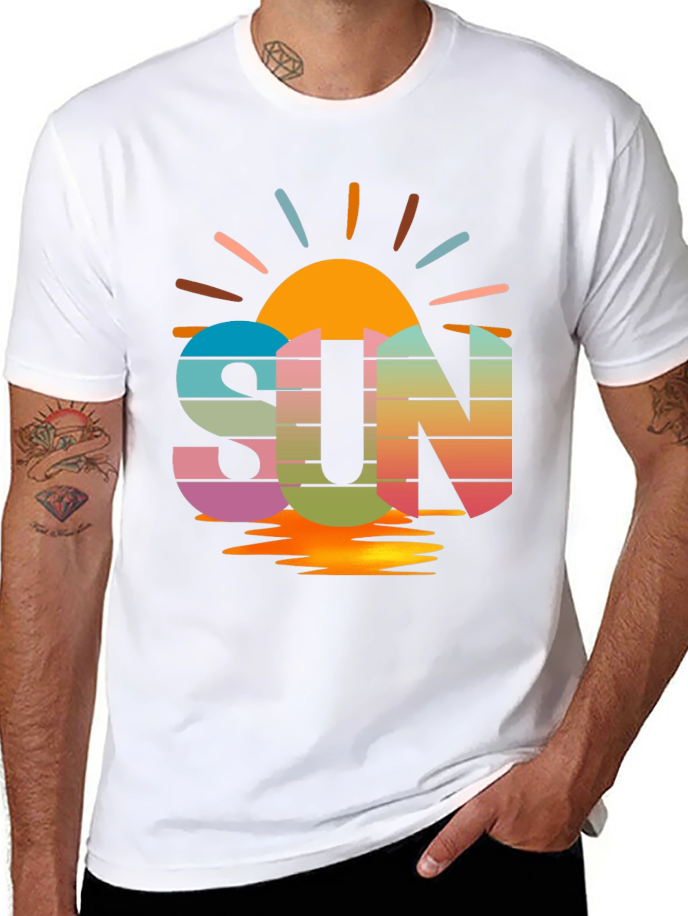 Black Retro SUN T-Shirt view 8