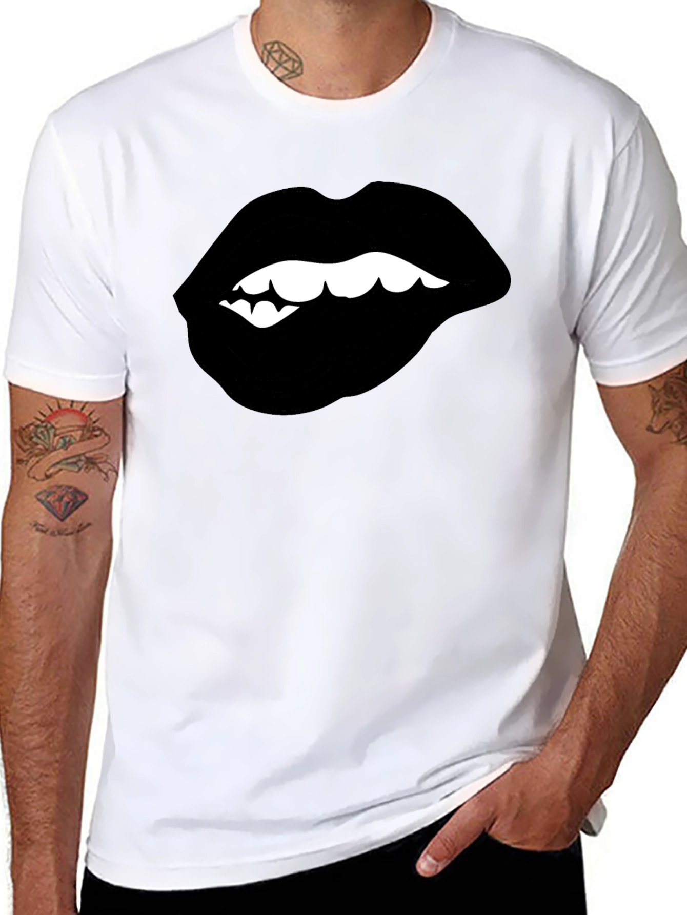 Black Biting Lips Graphic Tee - Modern Streetwear view 8