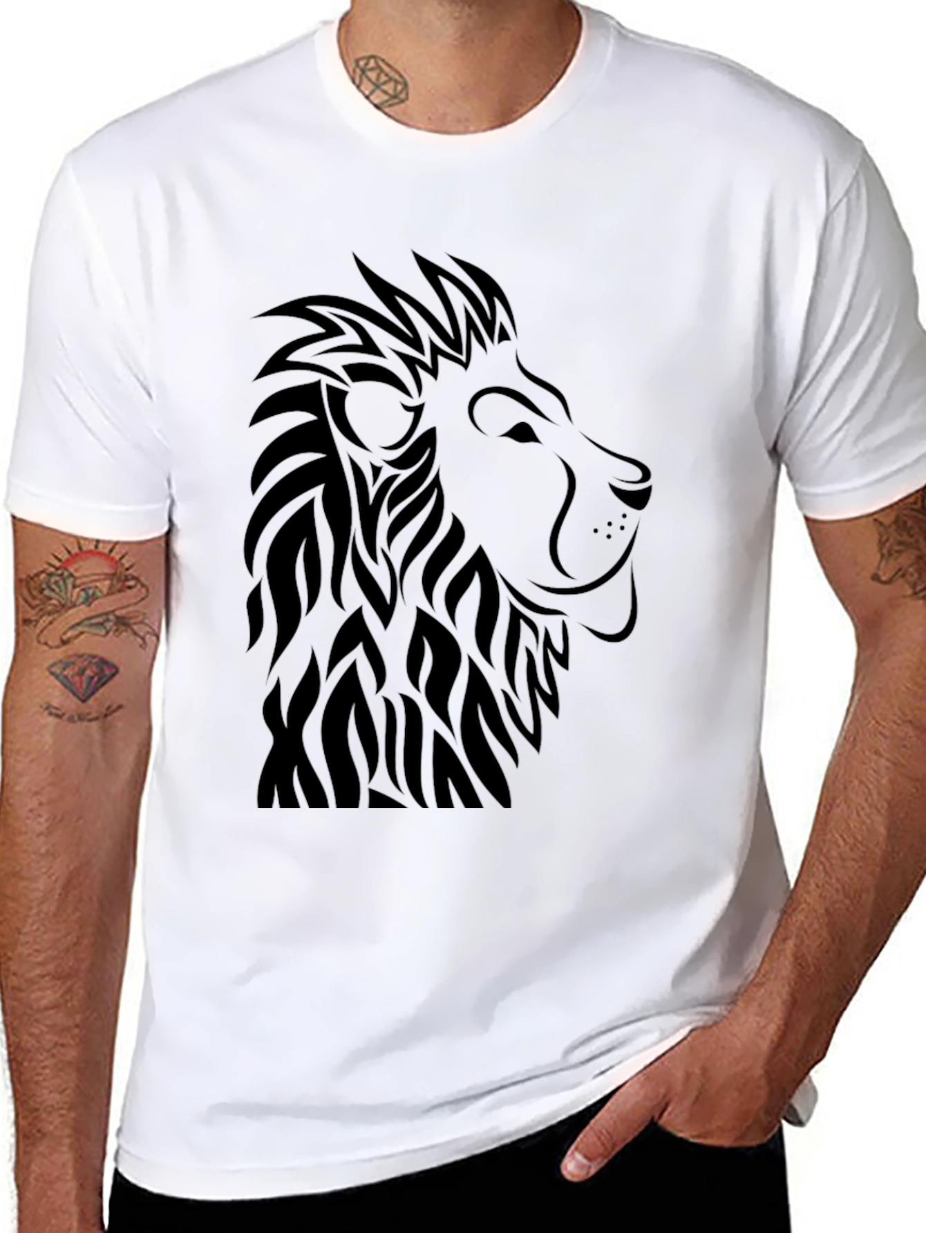 Black Lion Graphic Tee - Black Casual Shirt view 8