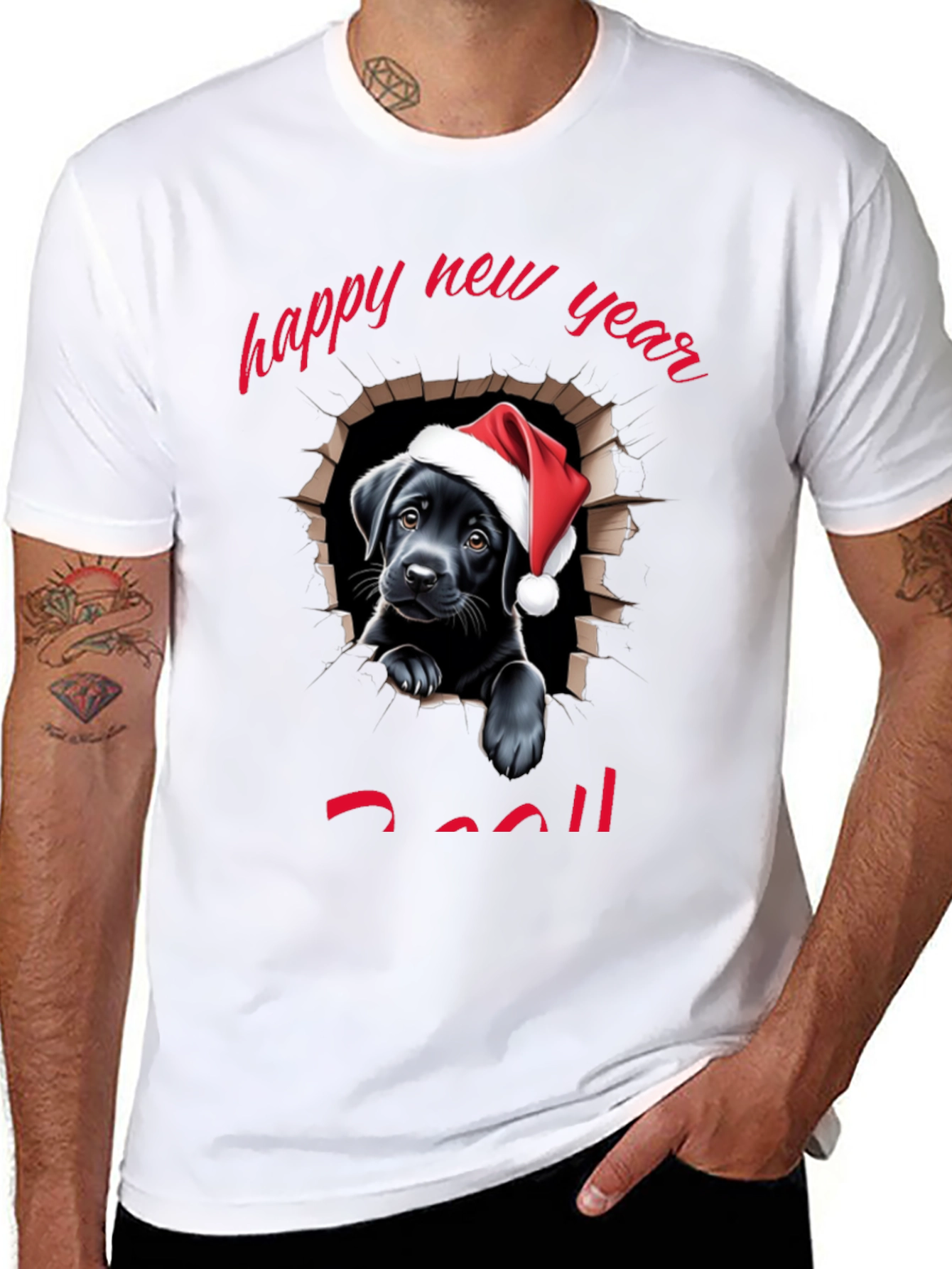 Black Happy New Year Dog T-Shirt view 8