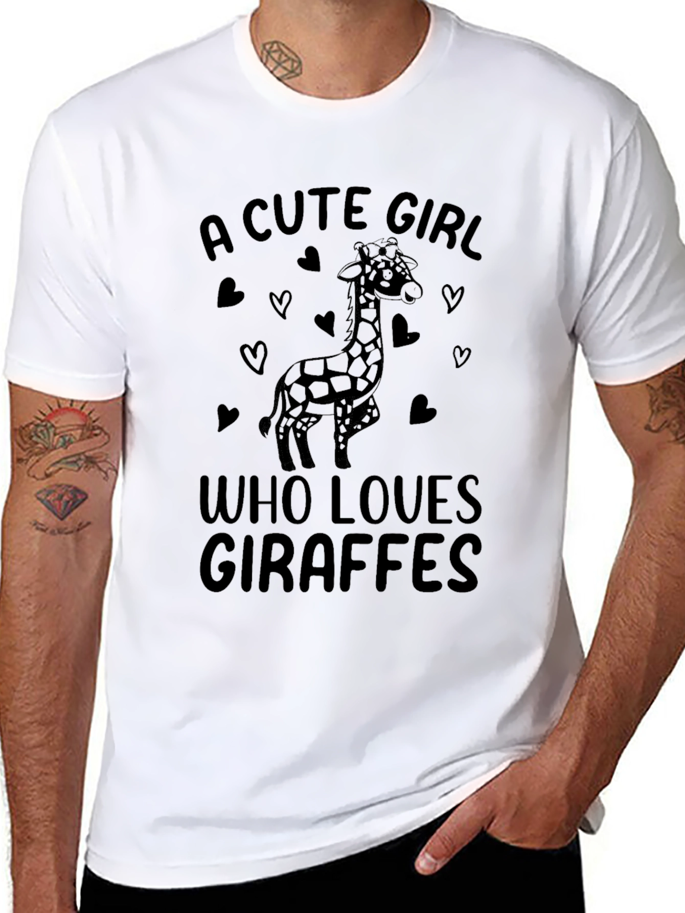 Giraffe Lover T-Shirt - Cute Girl Giraffe Hearts Tee - 8