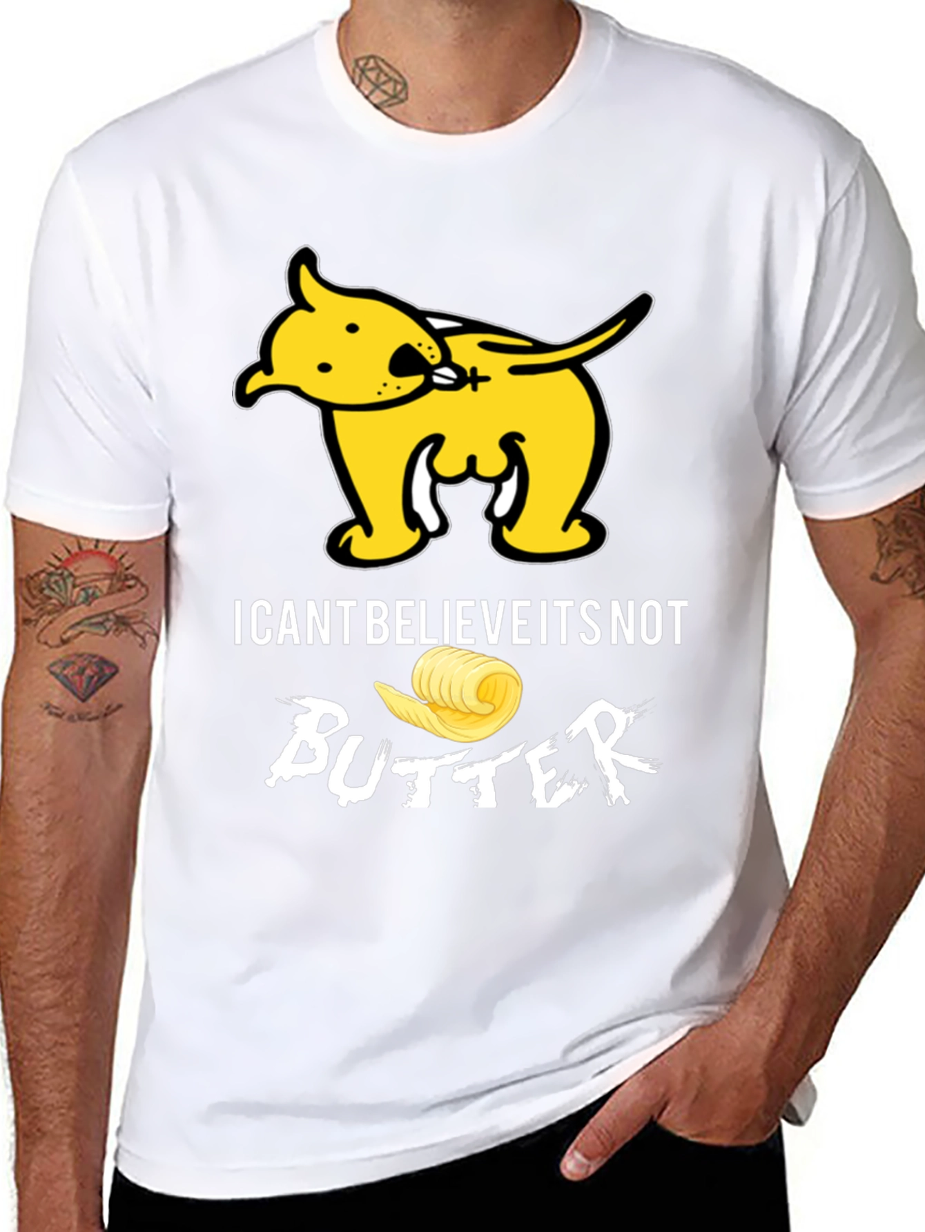 Black I Can't Believe It's Not Butter T-Shirt Funny Dog Tee view 8