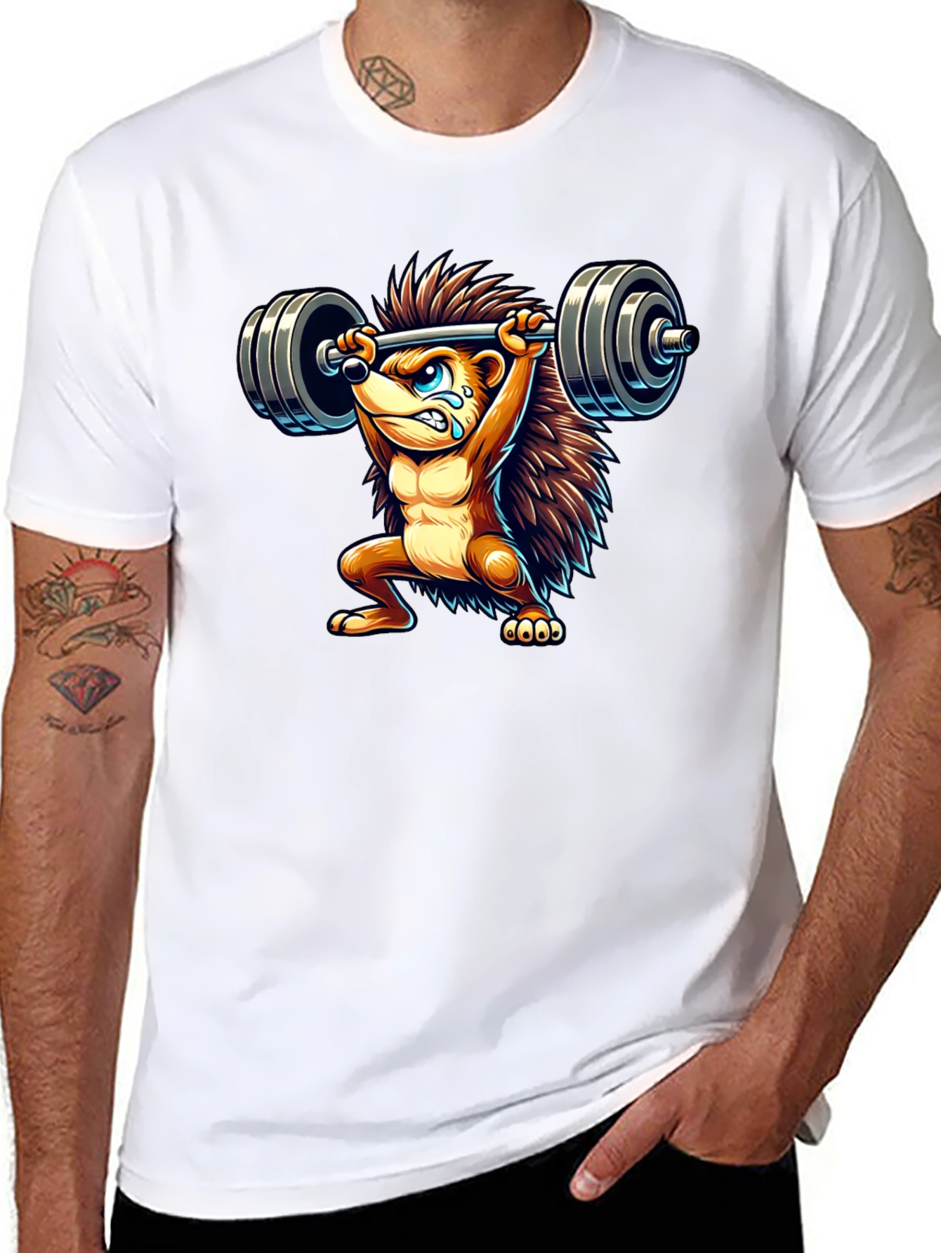 Black Weightlifting Hedgehog Graphic Tee view 8