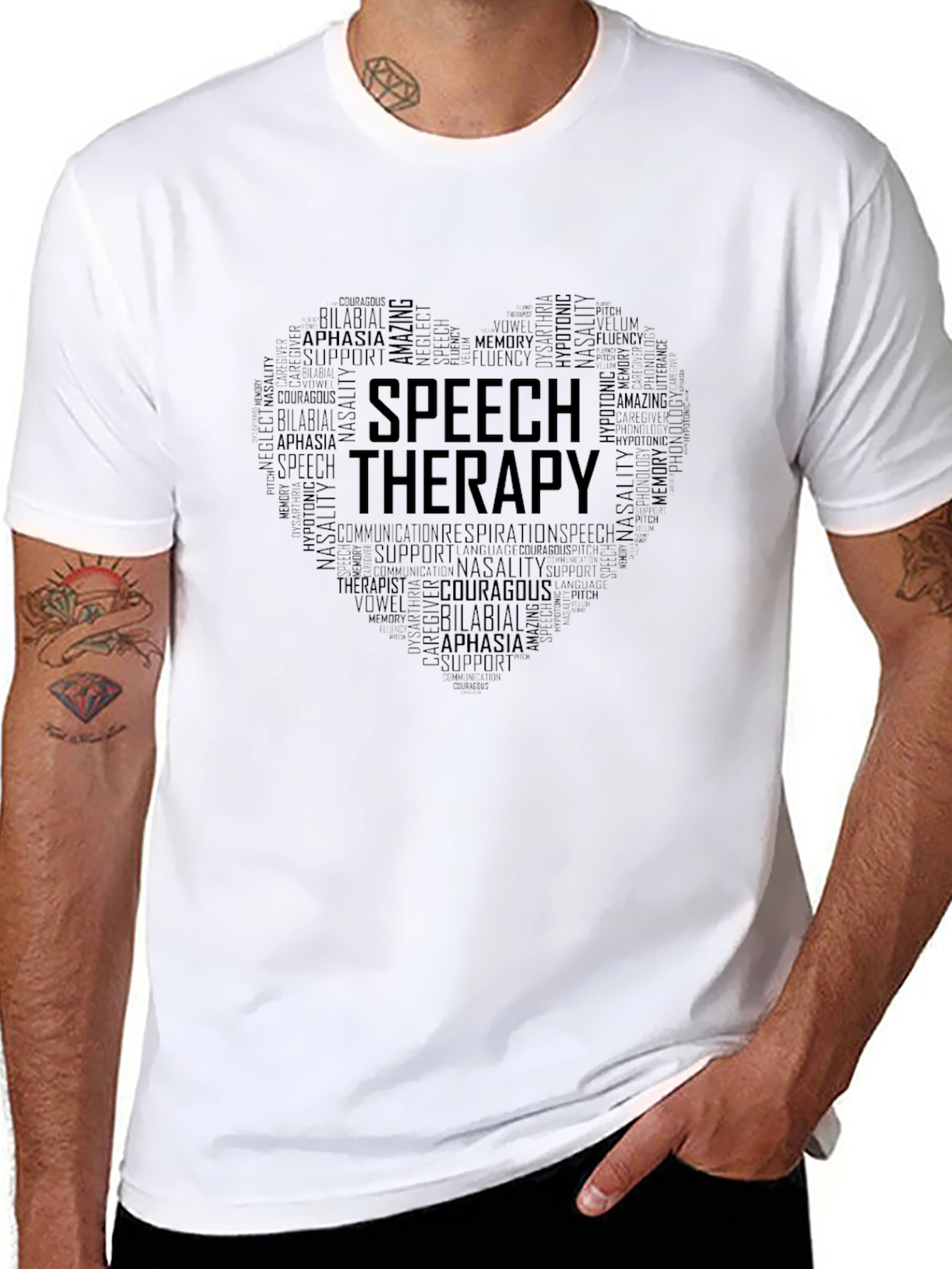 Black Speech Therapy Heart Word Art T-Shirt view 8