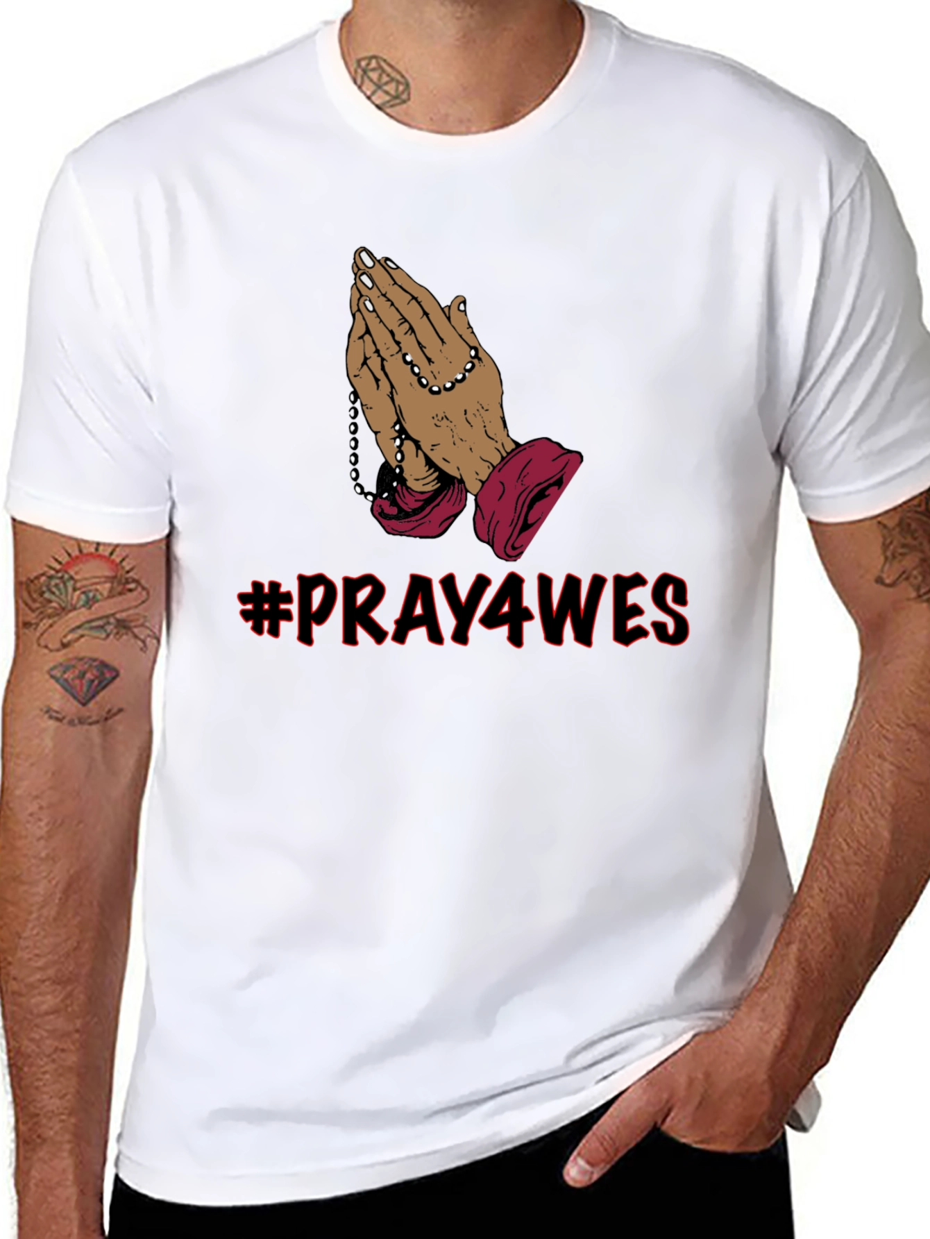 Black Pray4Wes Graphic Tee - Stylish Religious T-Shirt view 8