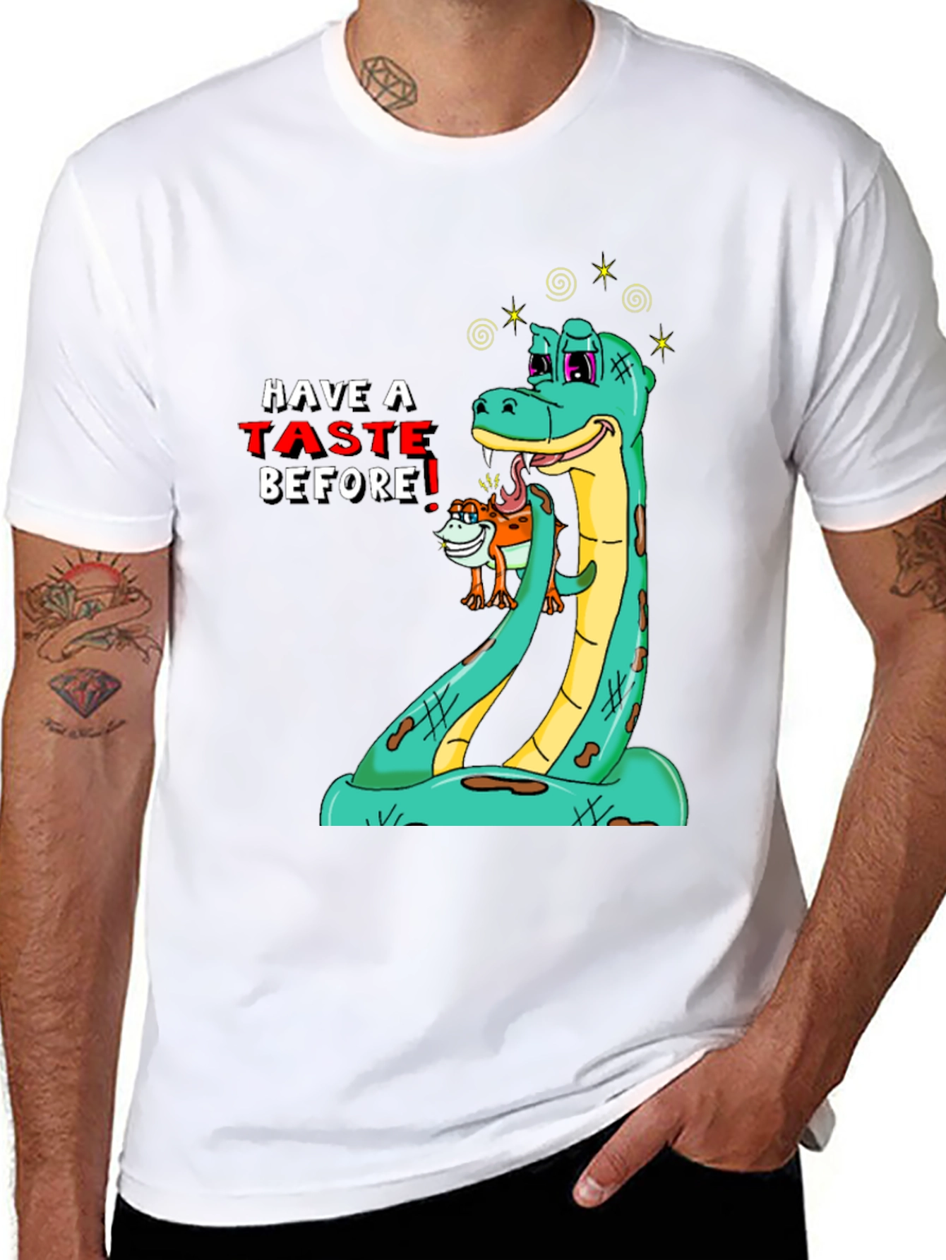 Black Funny Snake Tasting T-Shirt view 8