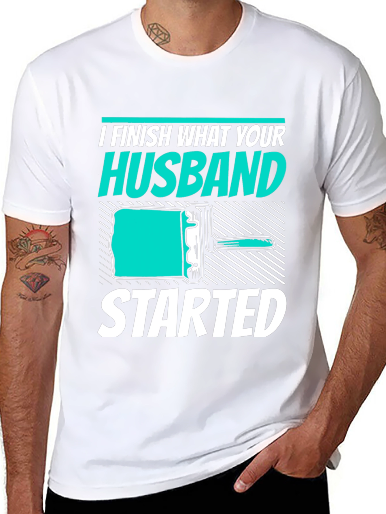 Black I Finish What Your Husband Started Funny T-Shirt view 8