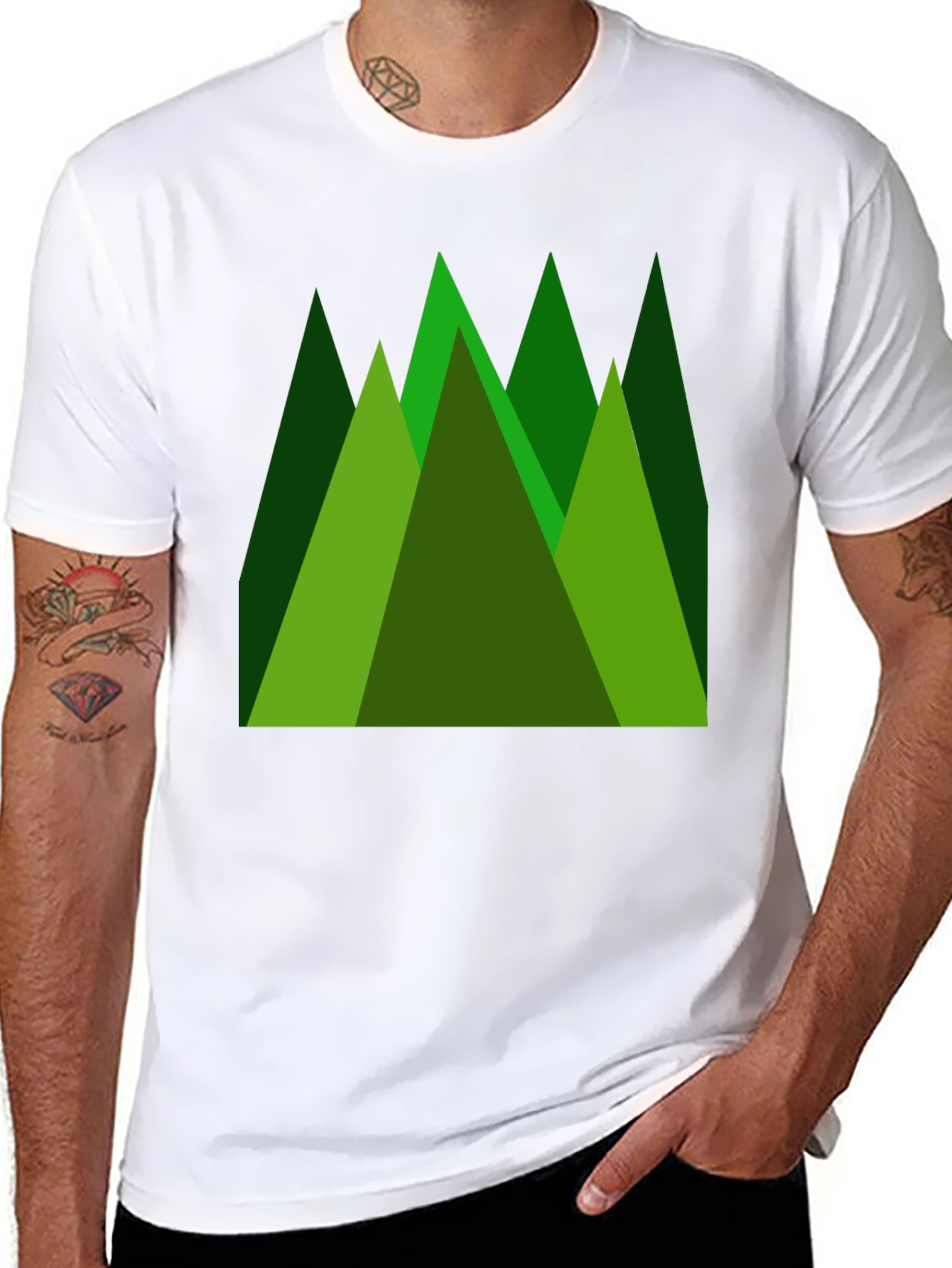 Black Geometric Mountain T-Shirt view 8