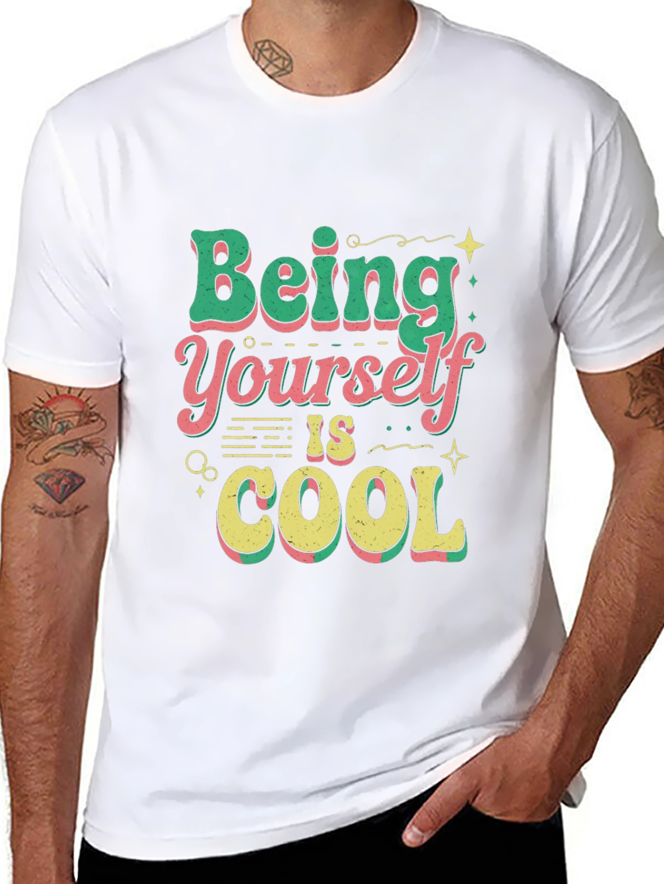 Black Being Yourself is Cool T-Shirt view 8