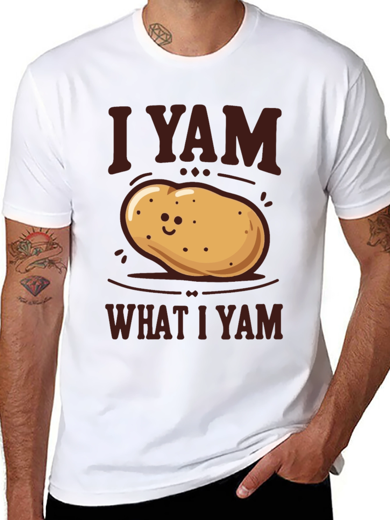 Black I Yam What I Yam Potato T-Shirt - Funny Graphic Tee view 8