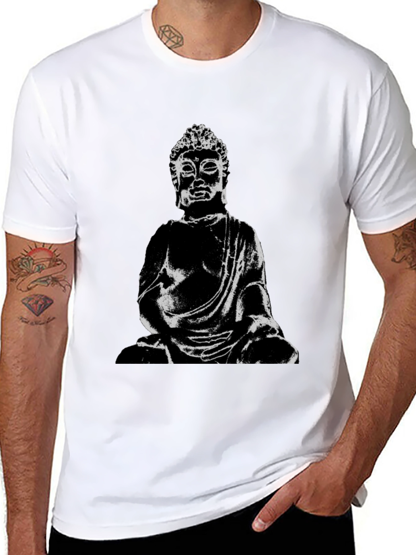 Black Buddha Graphic Print Black T-Shirt view 8