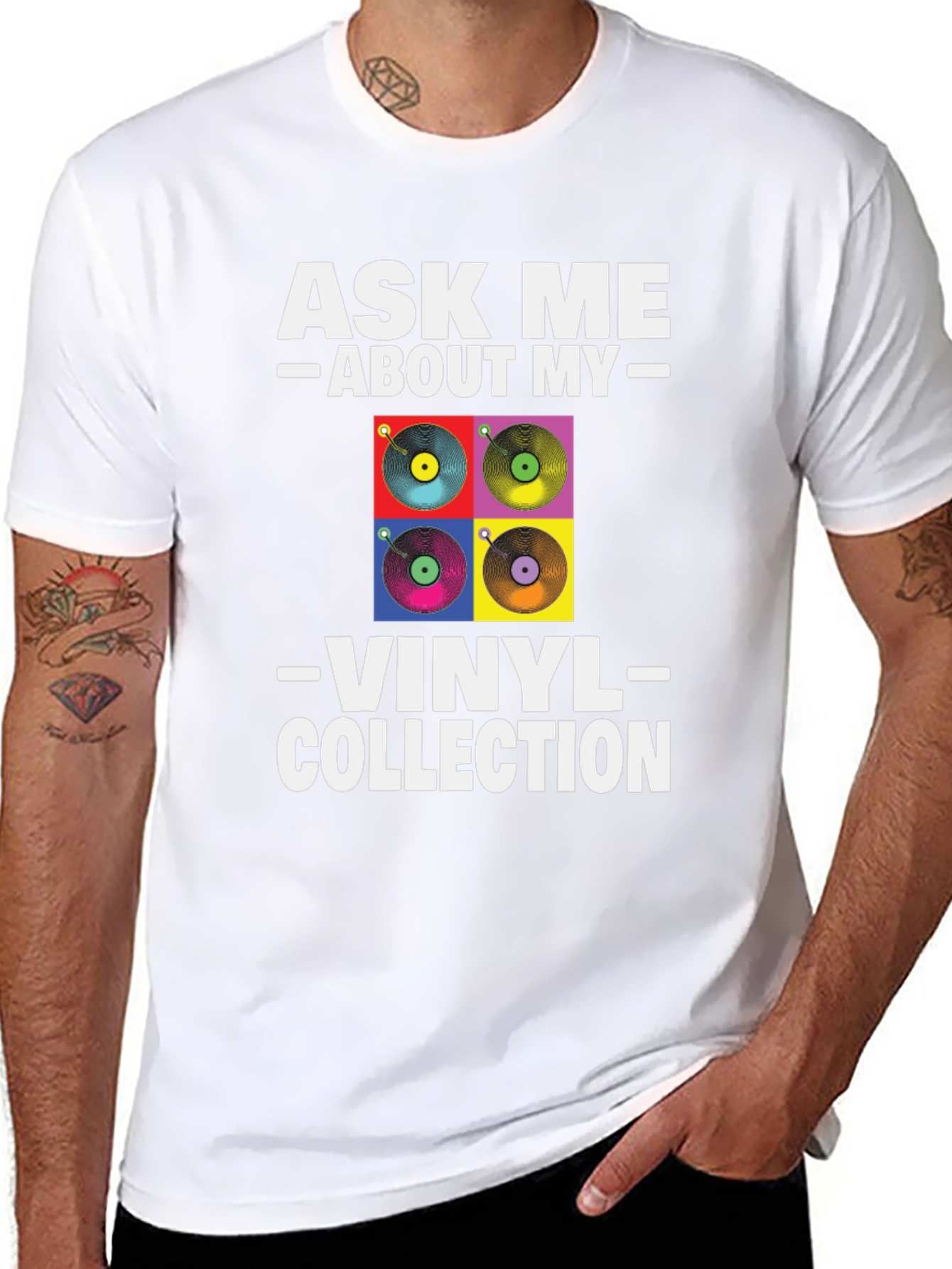 Black Ask Me About My Vinyl Collection T-Shirt view 8