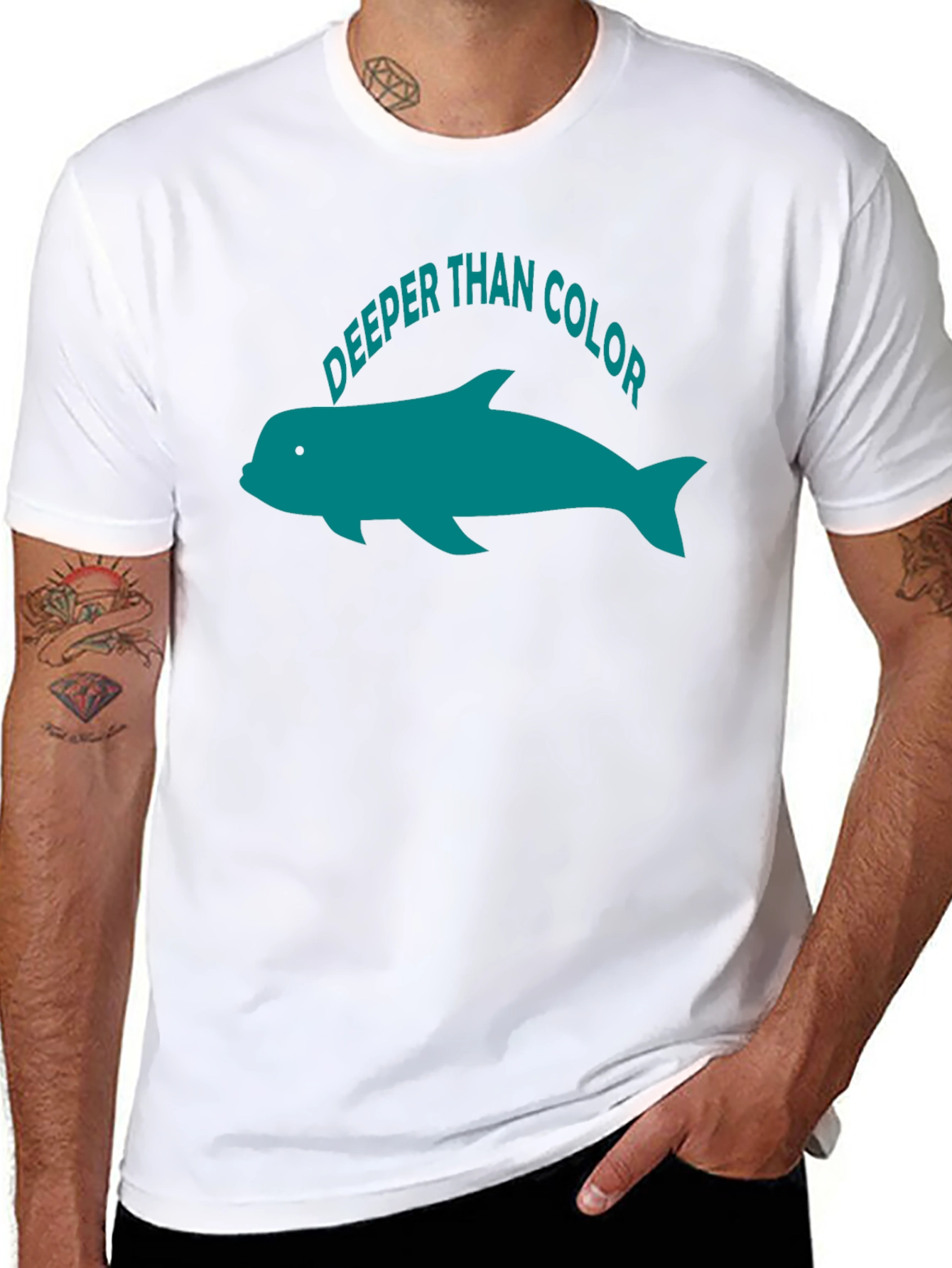 Black Deeper Than Color Dolphin Graphic T-Shirt view 8