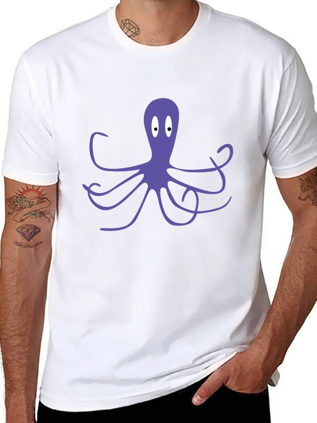 Black Octopus Graphic Tee - Black Cotton Blend T-Shirt view 8
