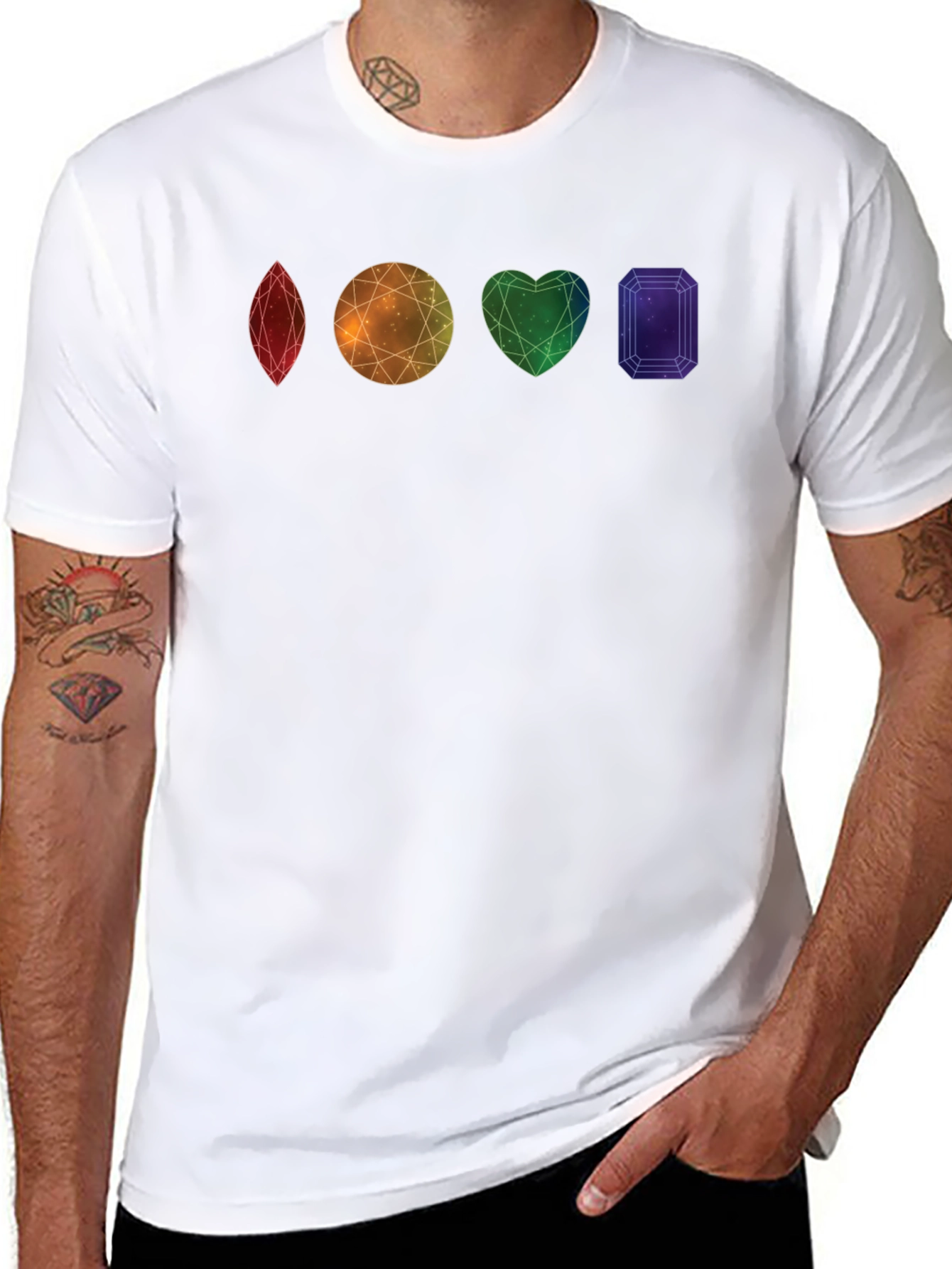 Black Rainbow Gems Graphic T-Shirt - Stylish Pride Apparel view 8