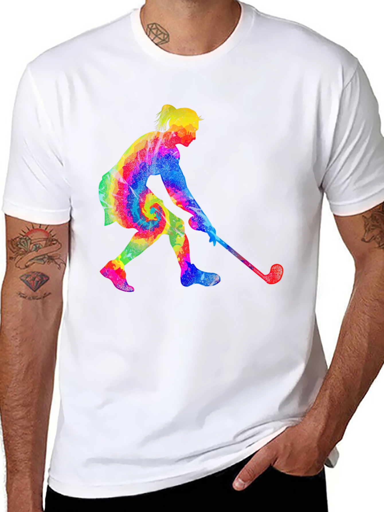 Black Tie-Dye Golfing Woman Black T-Shirt view 8
