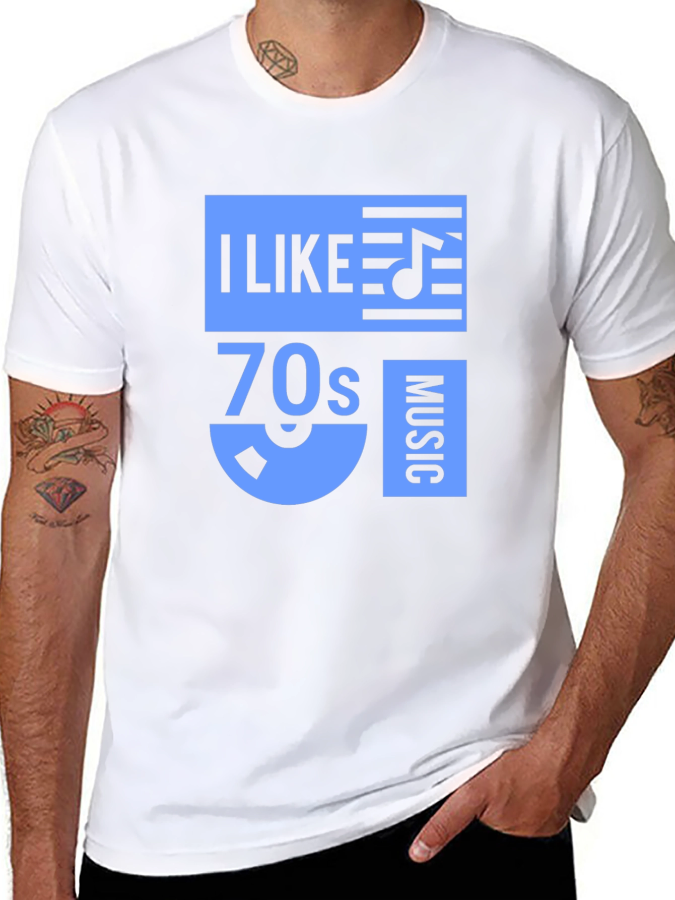 Black I Like 70s Music Graphic Tee - Retro Style T-Shirt view 8