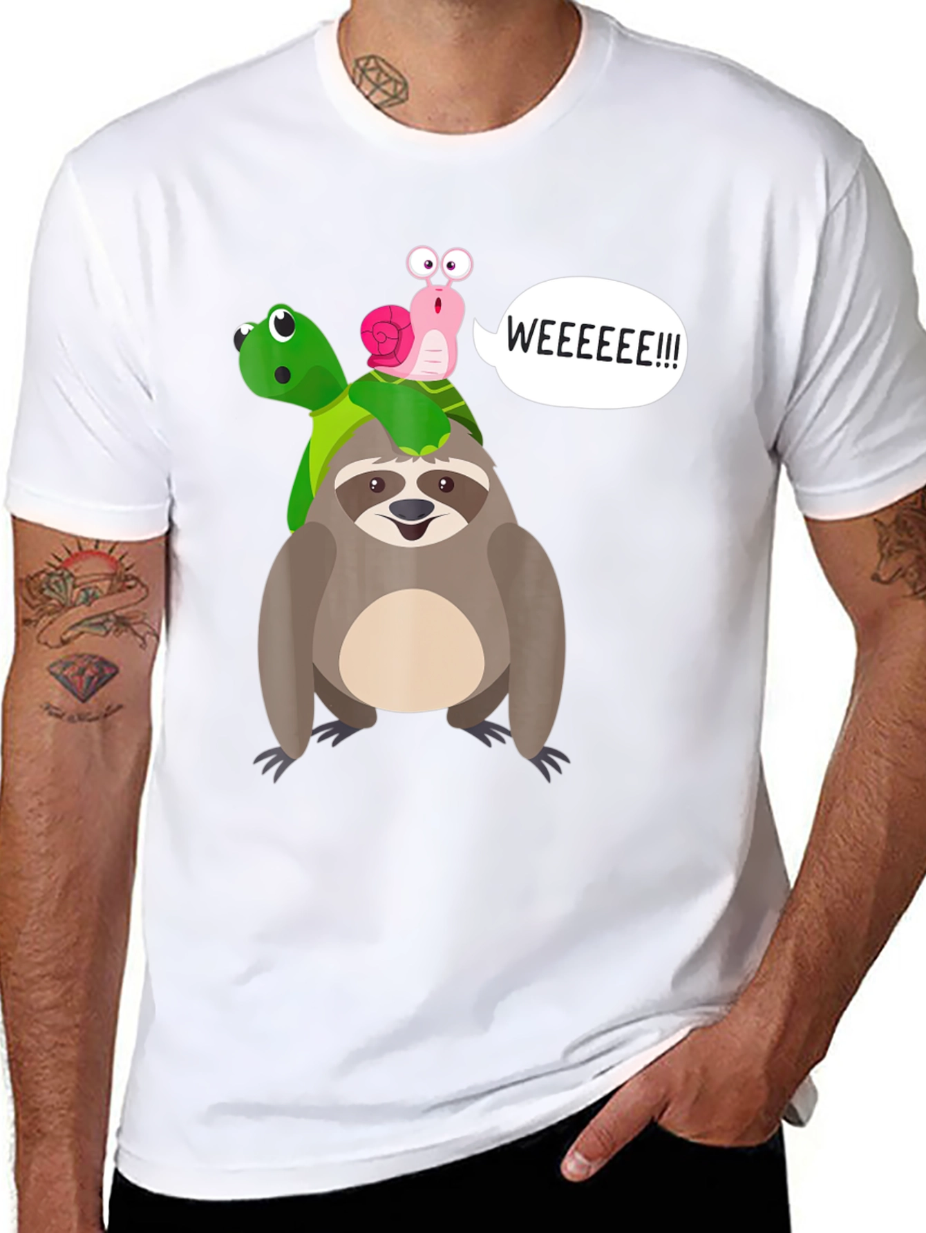 Black Sloth, Turtle, and Snail Graphic Tee view 8