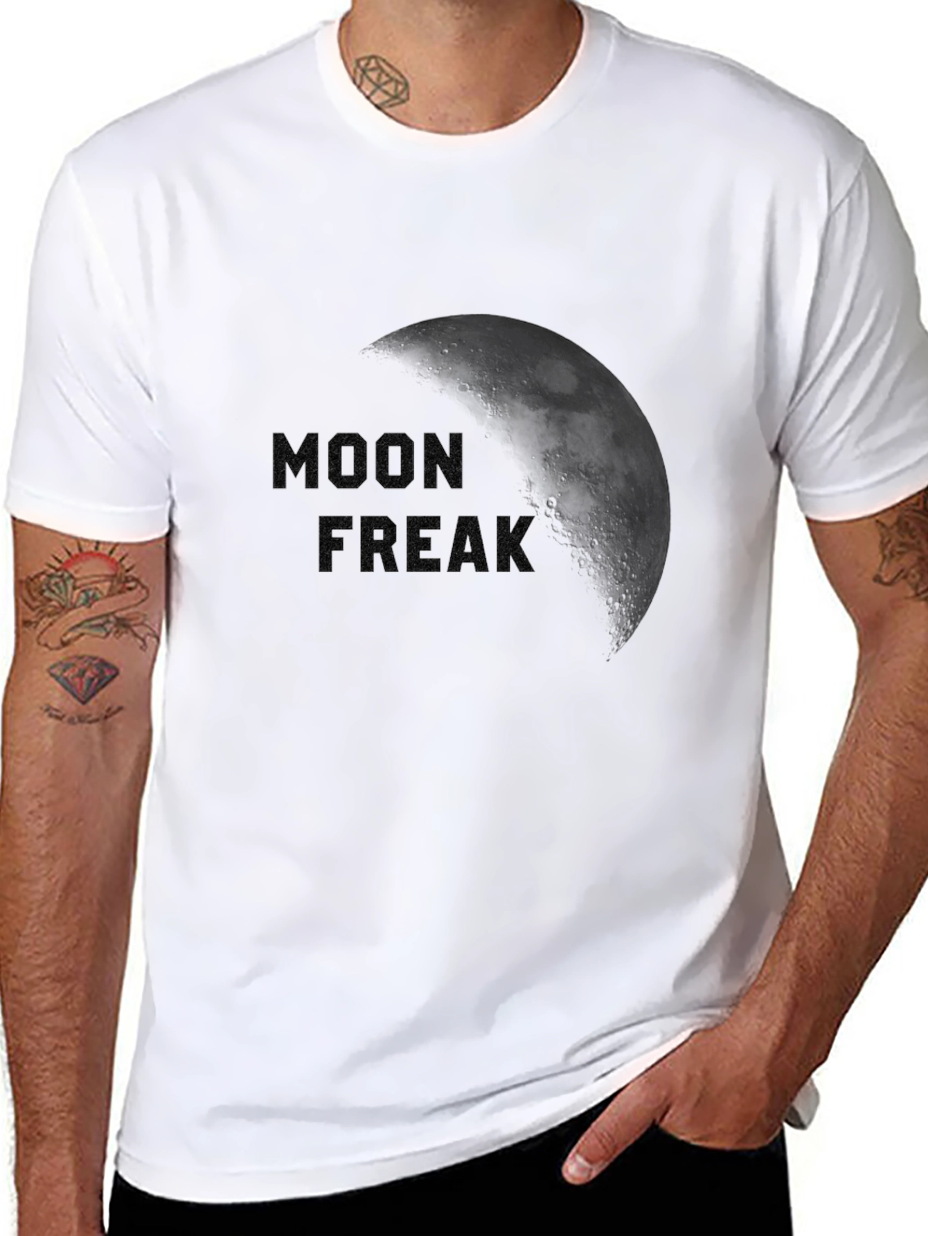 Black Moon Freak Graphic T-Shirt - Black Crew Neck Tee view 8