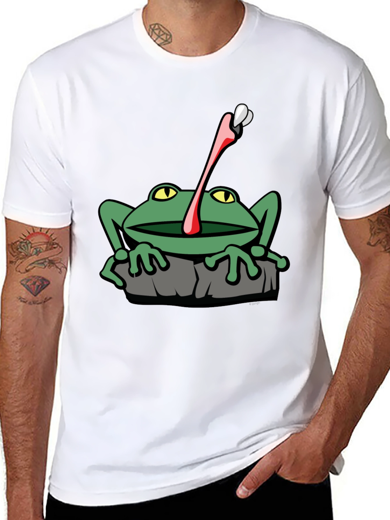 Black Frog Catching Fly Graphic T-Shirt view 8