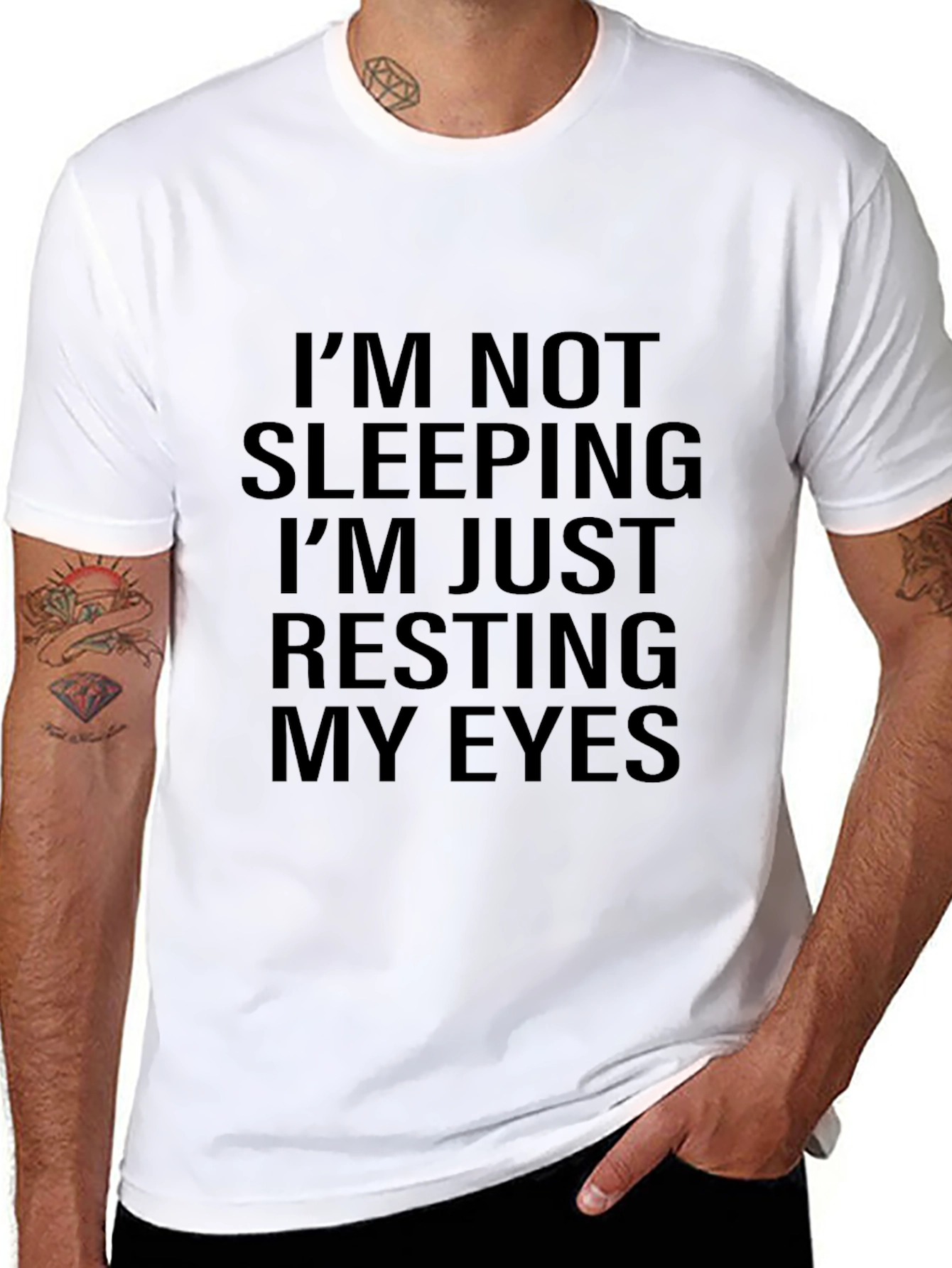 Black Funny Resting Eyes Graphic T-Shirt view 8