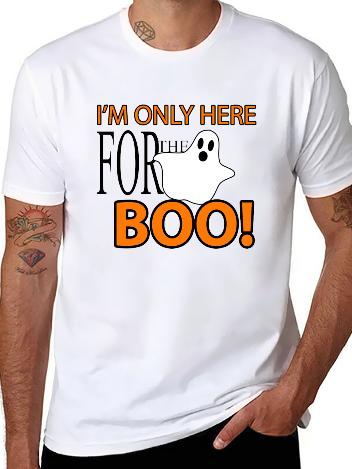 Black Halloween Ghost Boo T-Shirt - I'm Only Here for the Boo! view 8