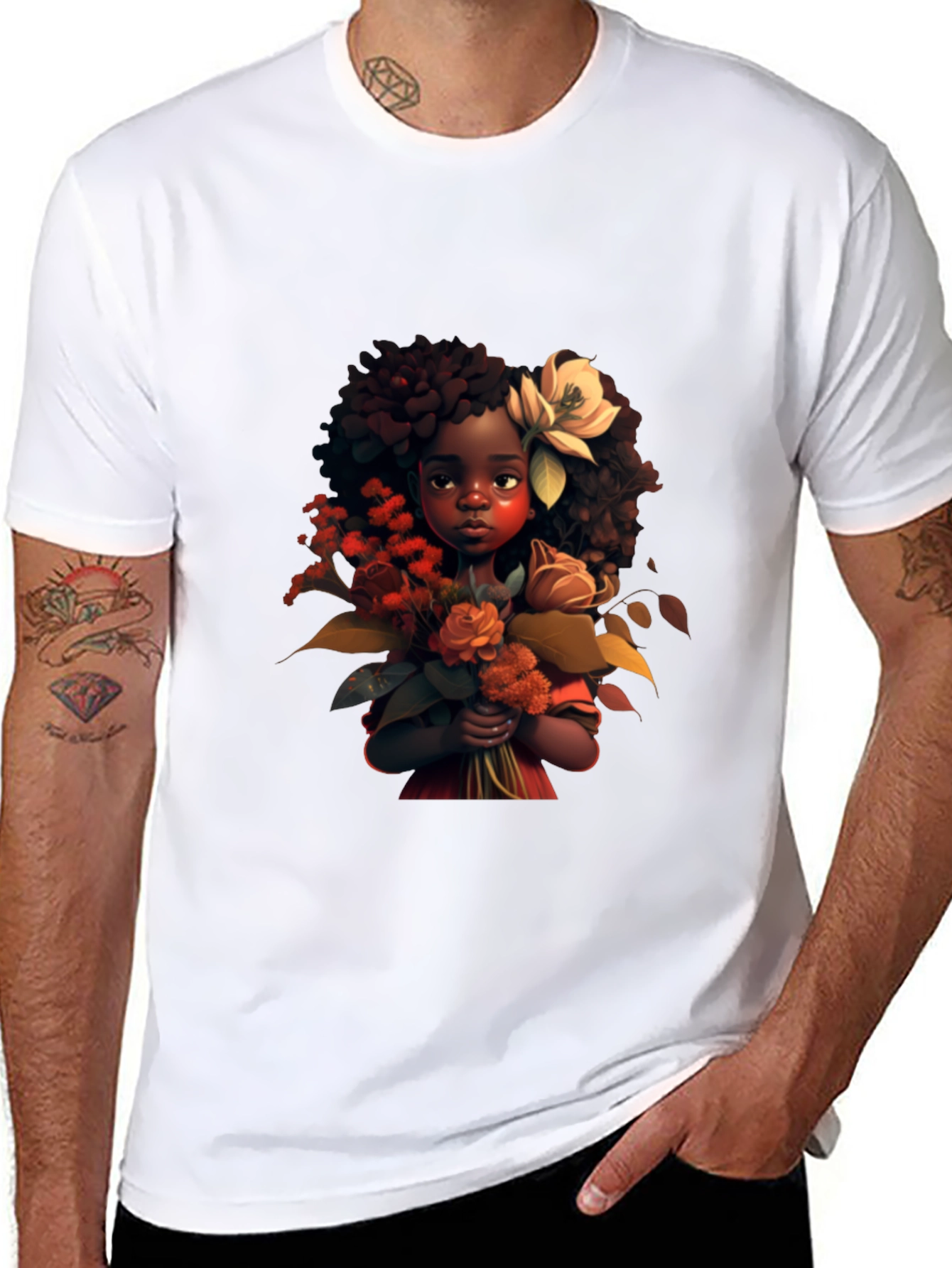 Black Girl with Flowers Graphic Tee view 8