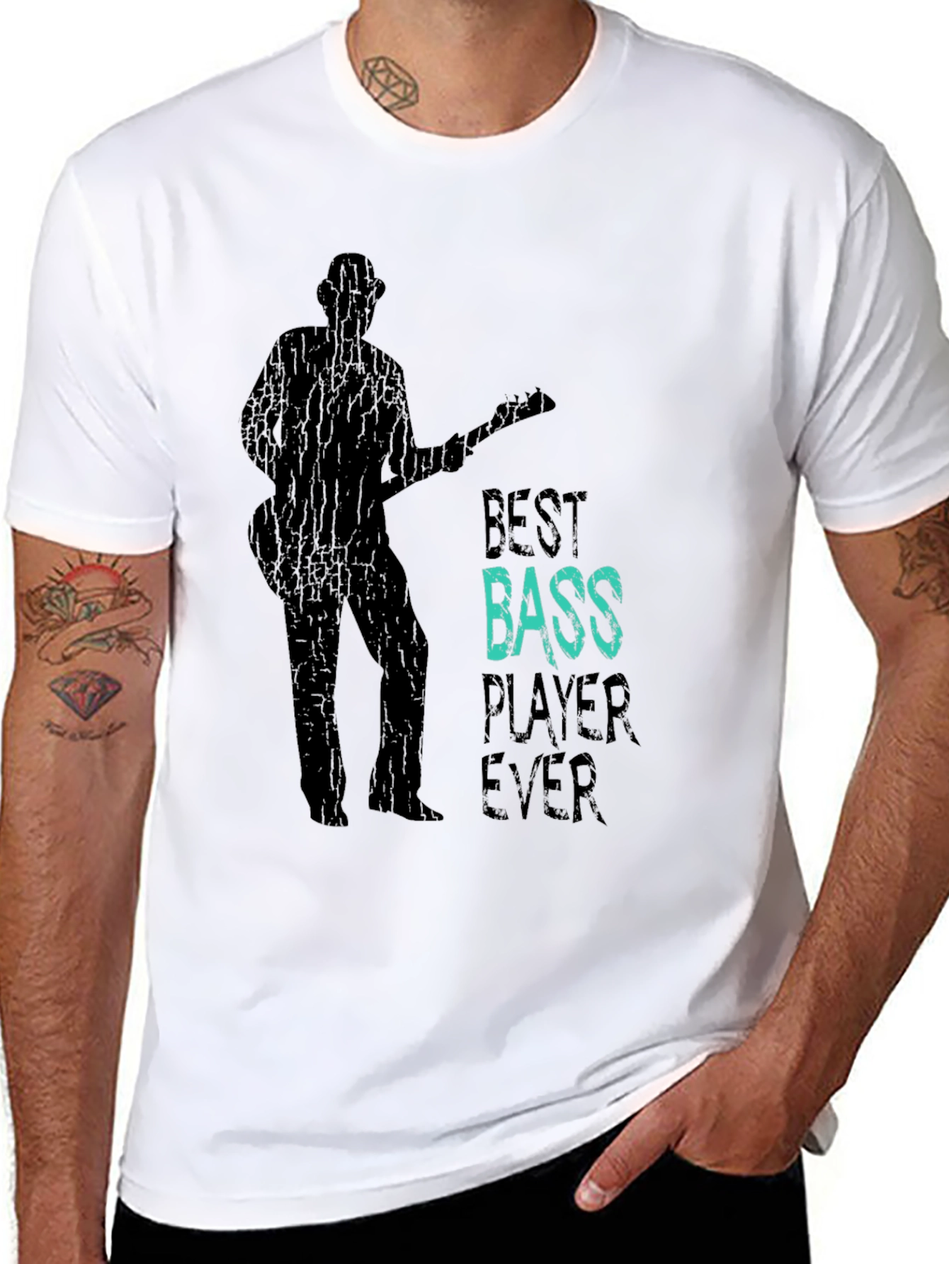 Black Best Bass Player Ever Graphic T-Shirt view 8