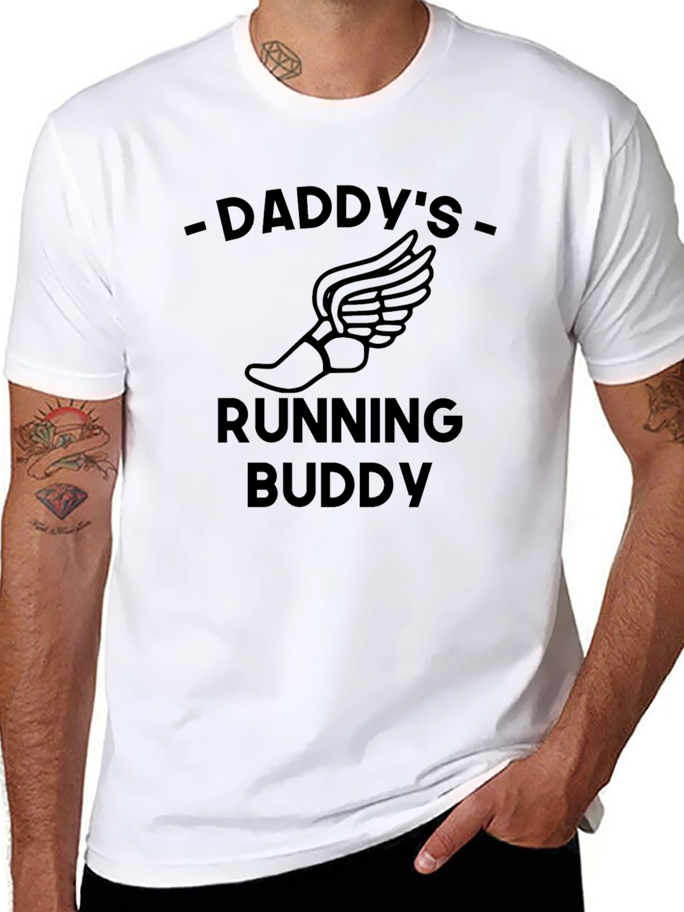 Black Daddy's Running Buddy Black Graphic Tee view 8