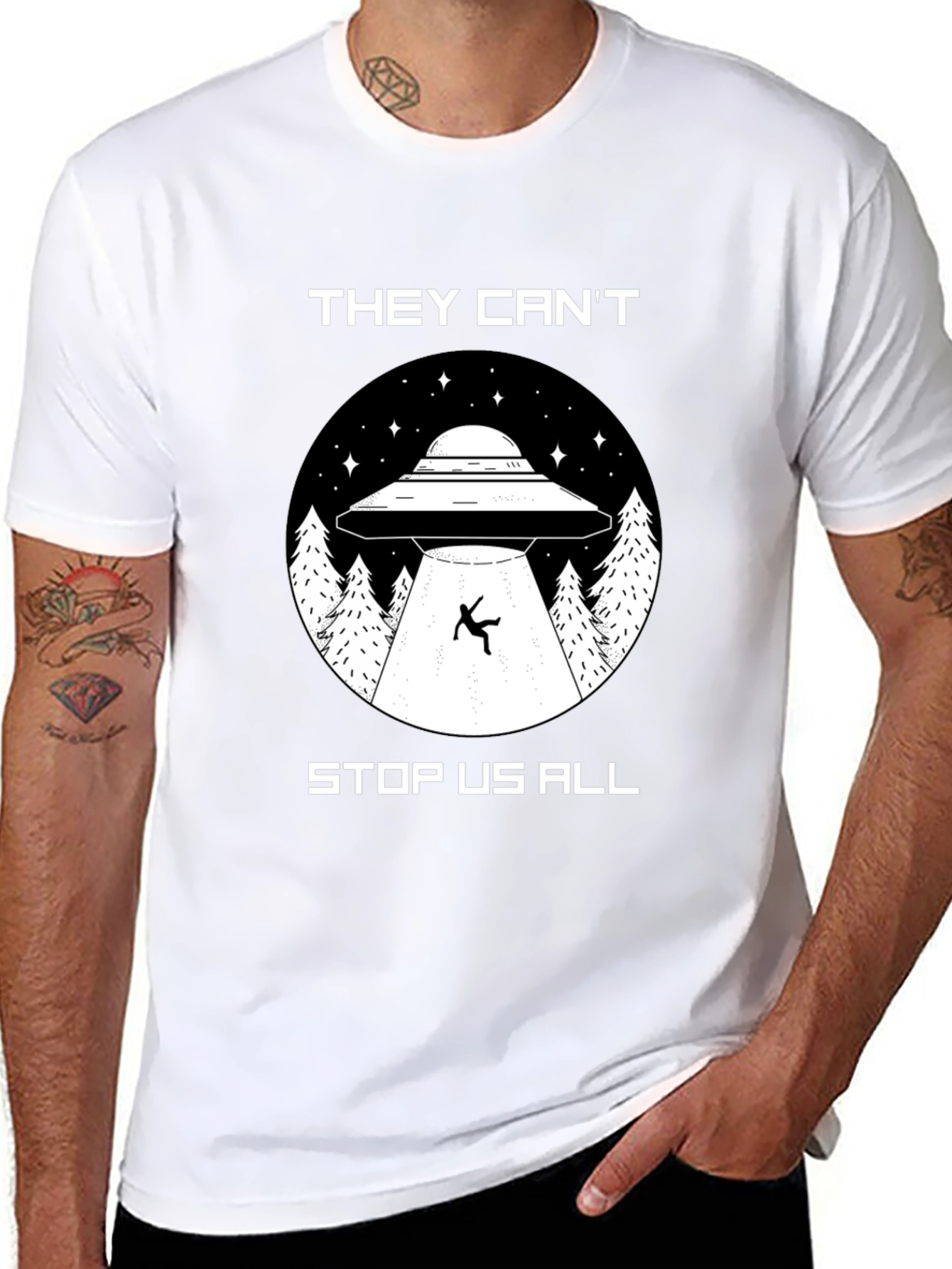 Black They Can't Stop Us All UFO T-Shirt view 8