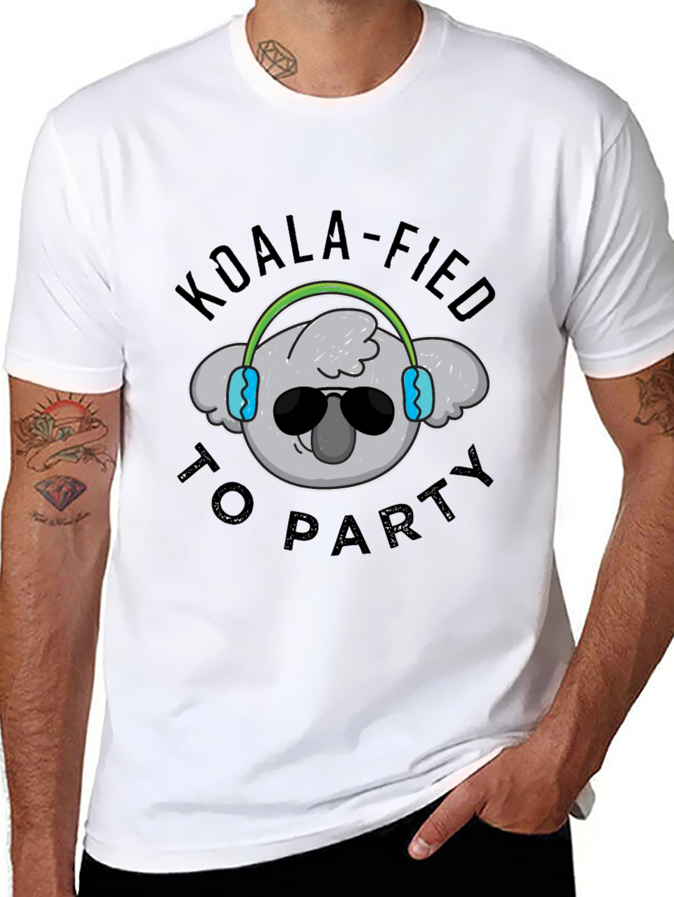 Black Koala-fied to Party Black T-Shirt view 8
